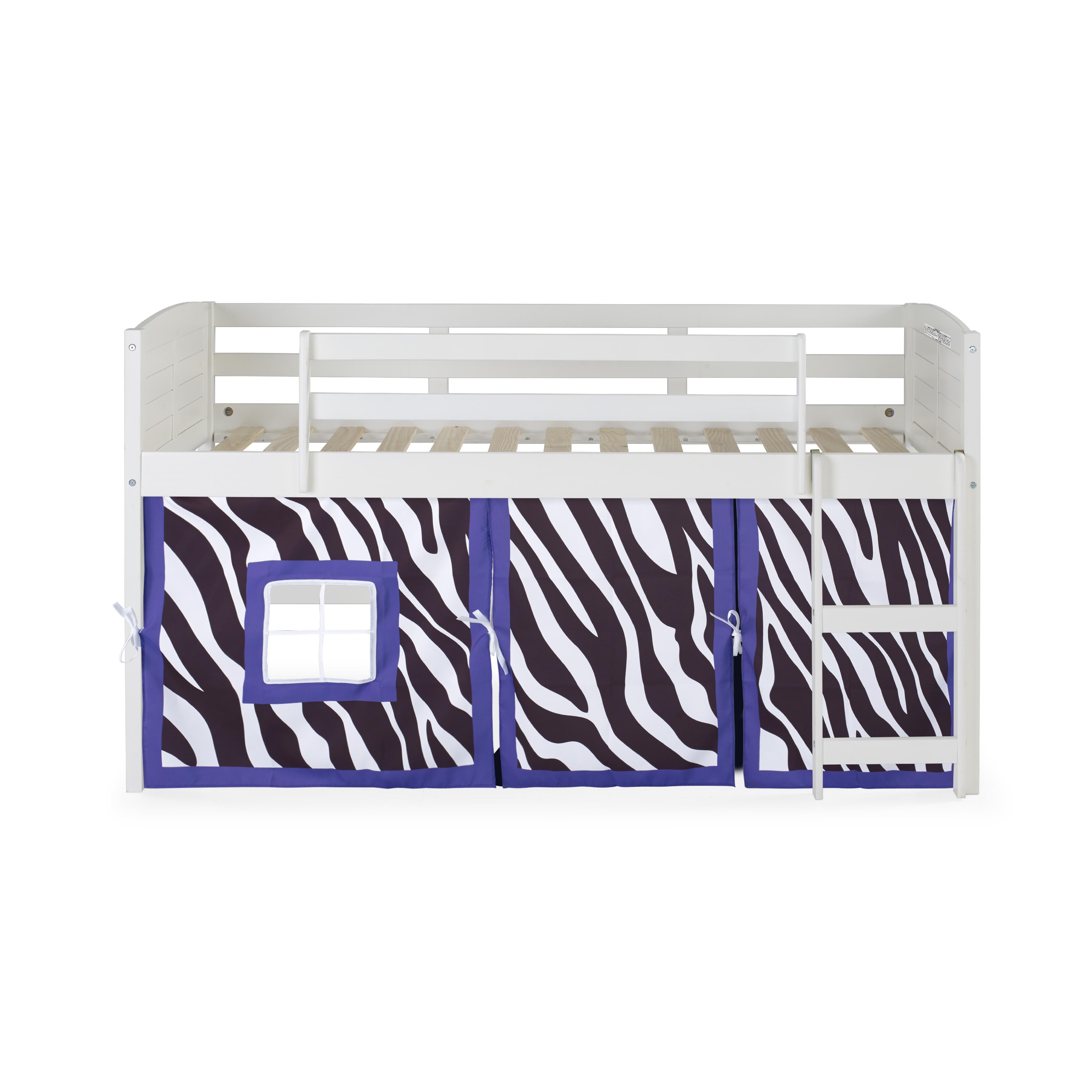  Donco Trading Company Louver 790-ATW_750C-TZ Twin Low Loft Bed with Tent - White/Zebra IMAGE 4