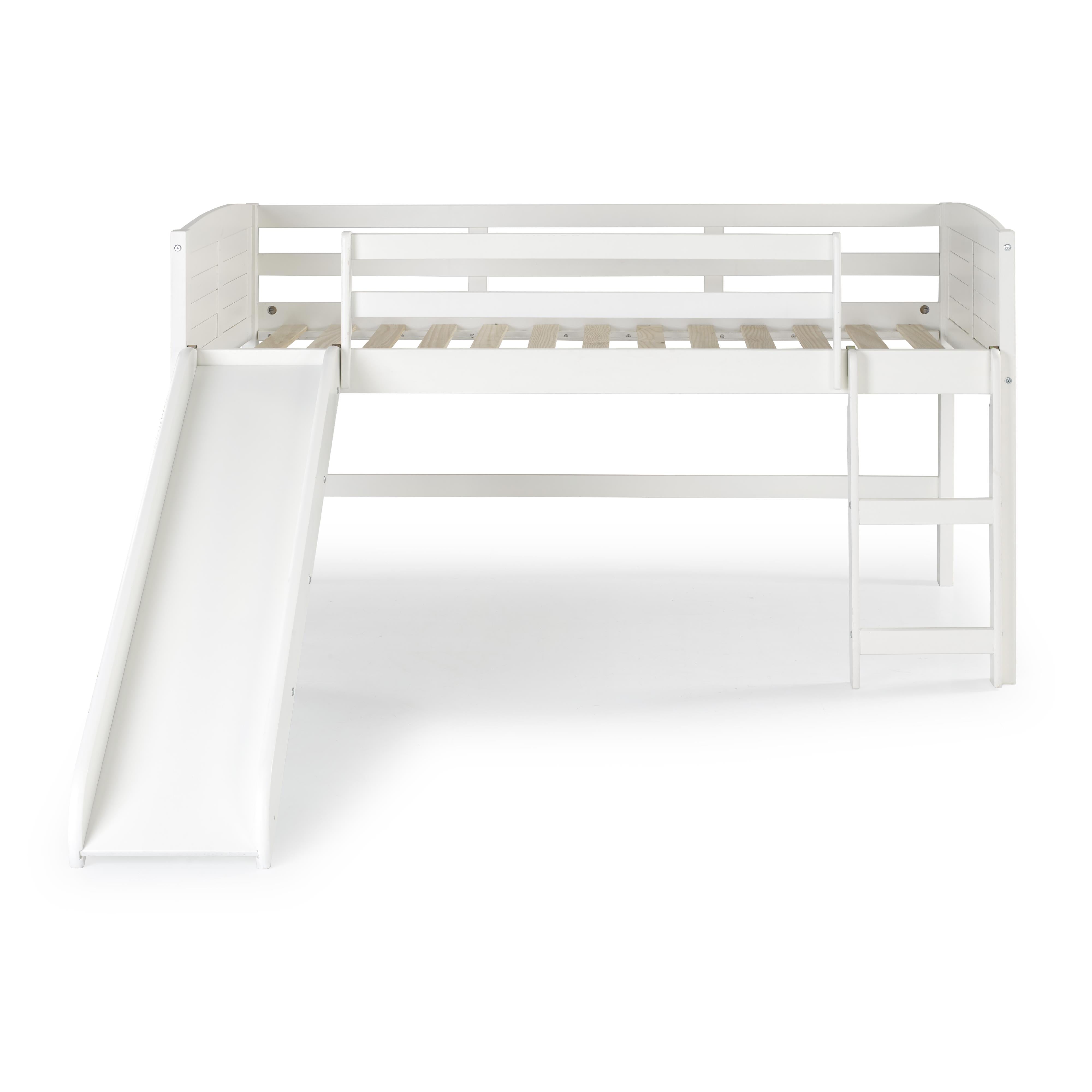  Donco Trading Company Louver 790-ATW_785-W Twin Low Loft Bed with Slide - White IMAGE 3