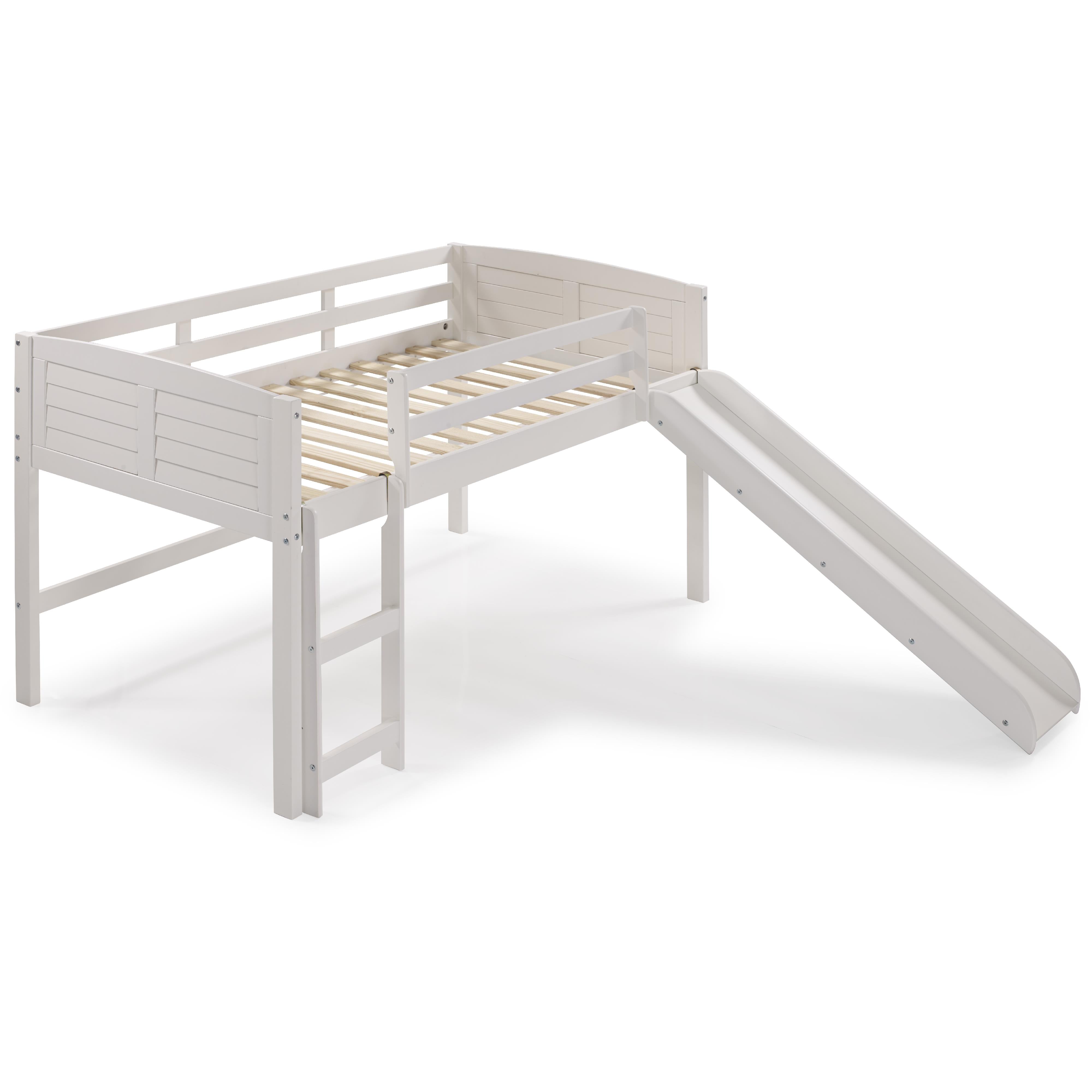  Donco Trading Company Louver 790-ATW_785-W Twin Low Loft Bed with Slide - White IMAGE 4