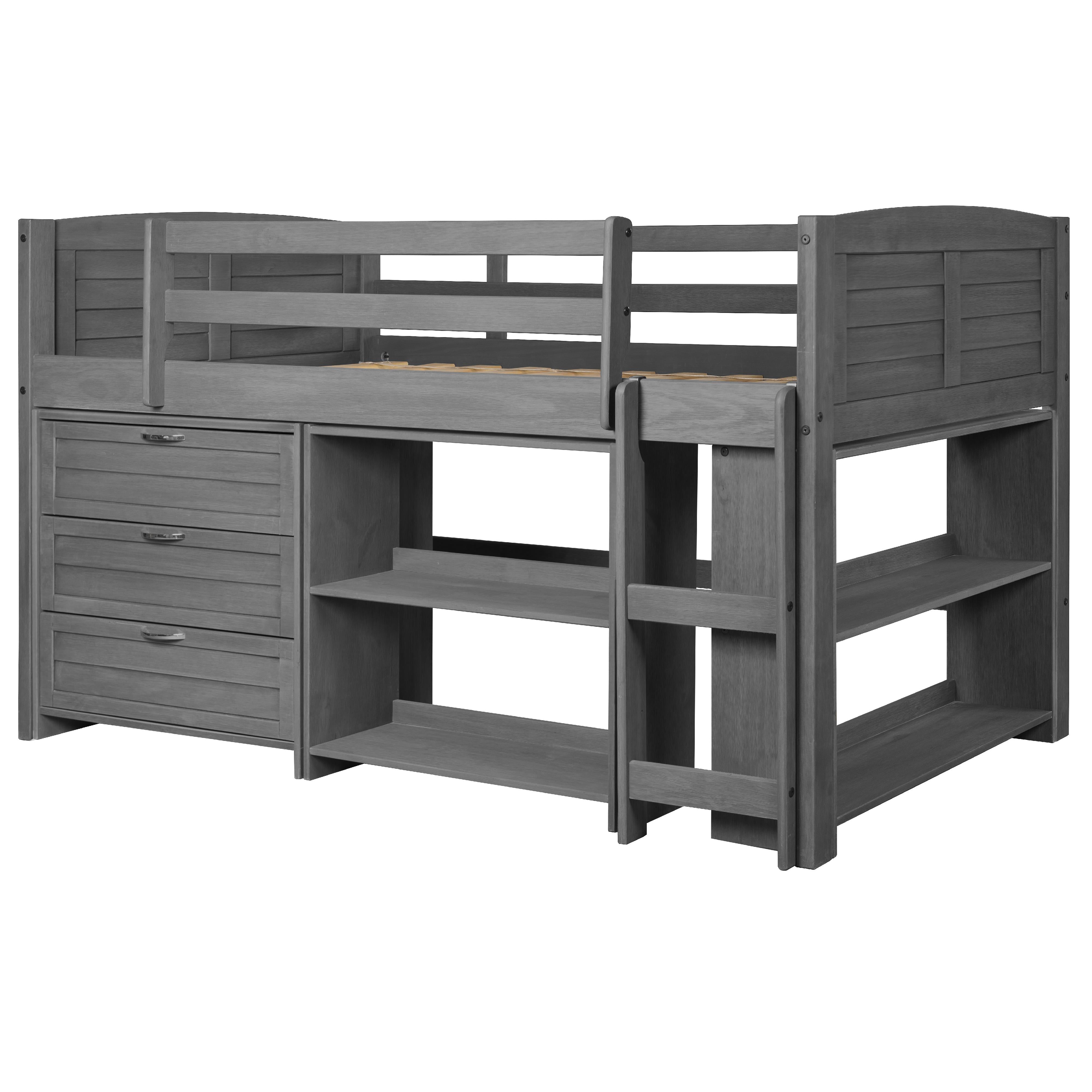 Donco Trading Company Louver 790-TAG-B Twin Modular Low Loft Bed - Group B - Antique Grey IMAGE 3