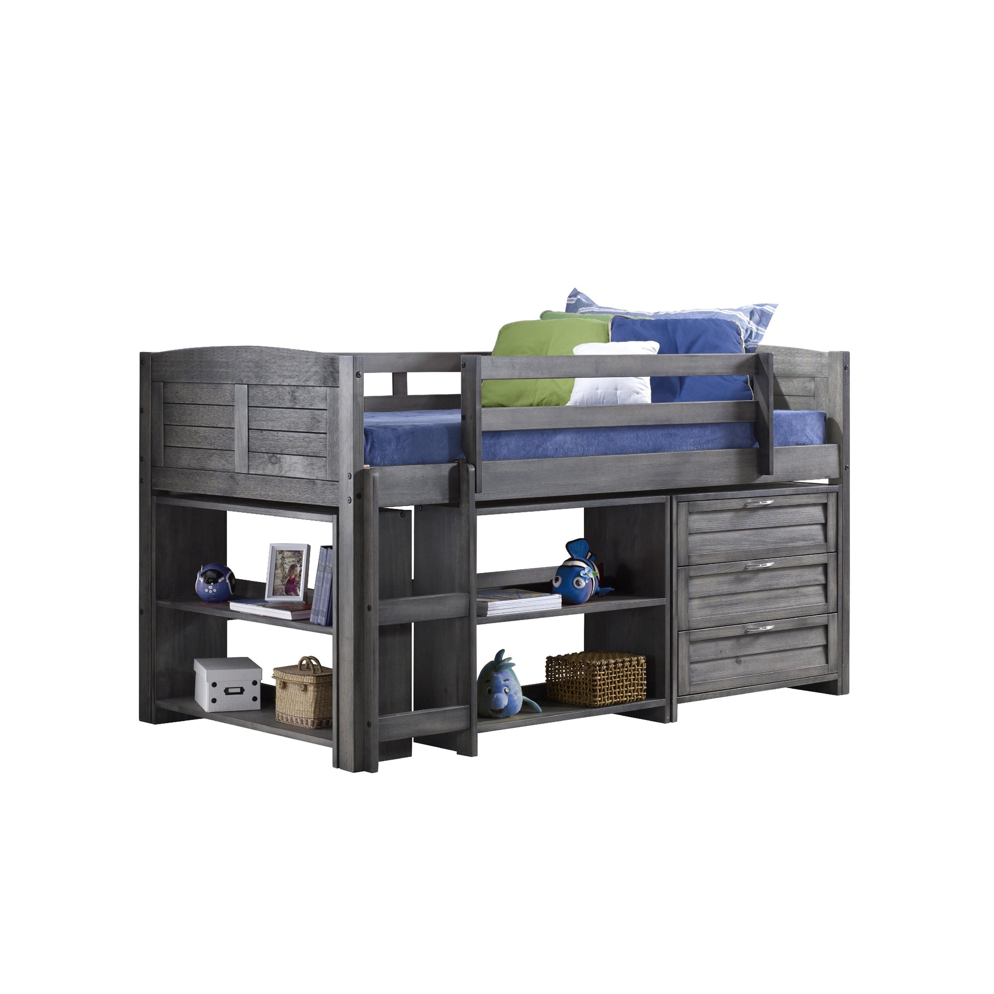  Donco Trading Company Louver 790-TAG-B Twin Modular Low Loft Bed - Group B - Antique Grey IMAGE 5