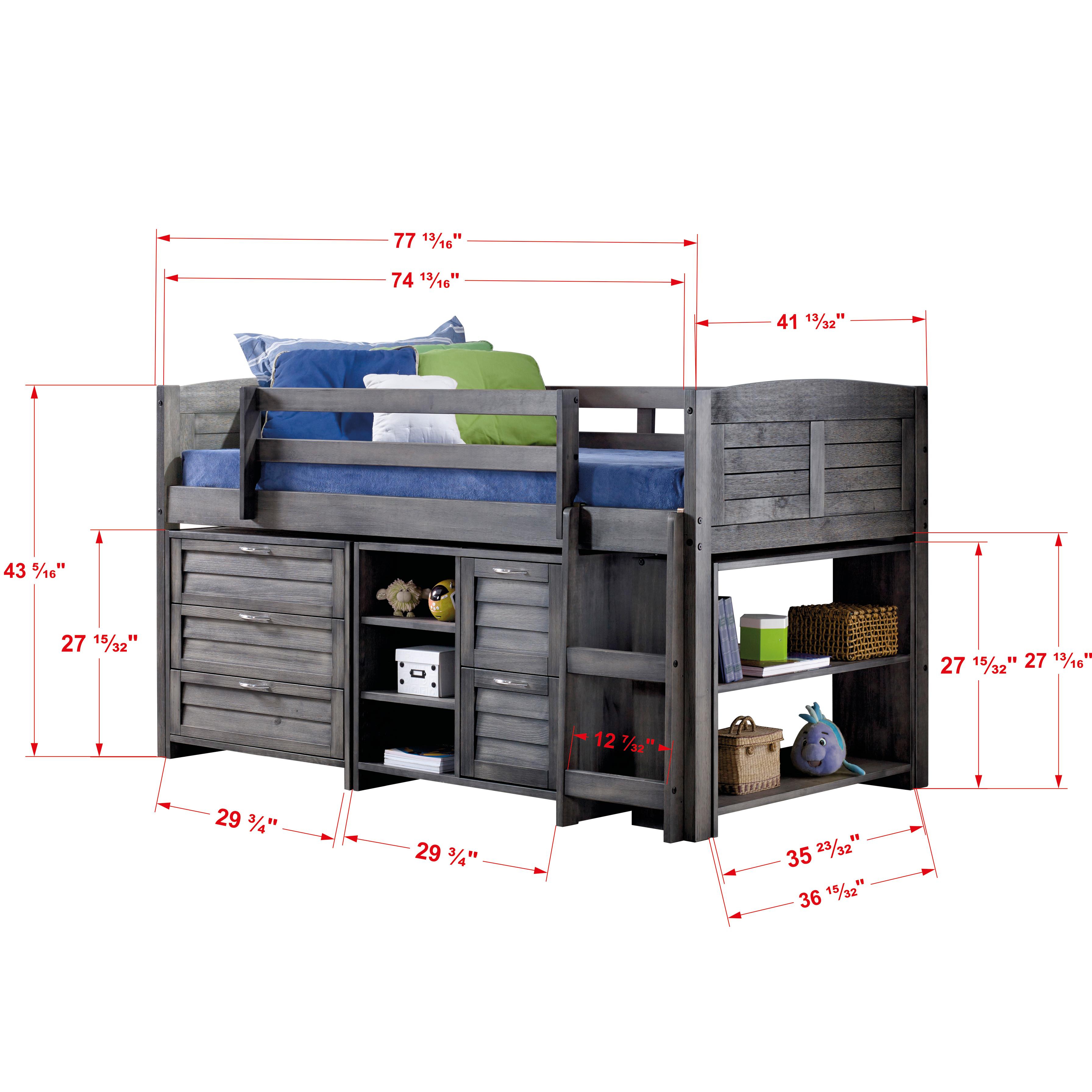  Donco Trading Company Louver 790-TAG-B Twin Modular Low Loft Bed - Group B - Antique Grey IMAGE 6