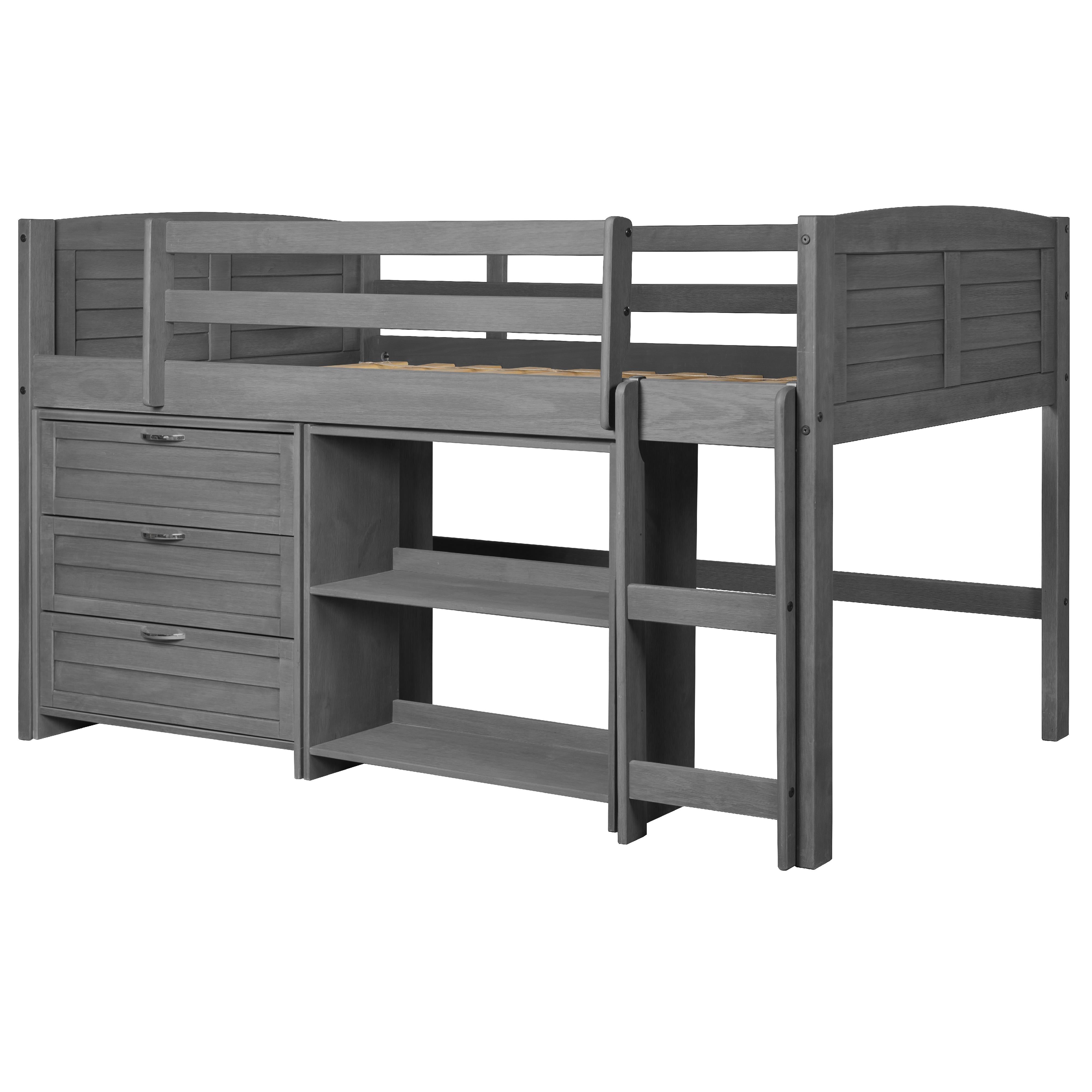  Donco Trading Company Louver 790-TAG-C Twin Modular Low Loft Bed - Group C - Antique Grey IMAGE 3
