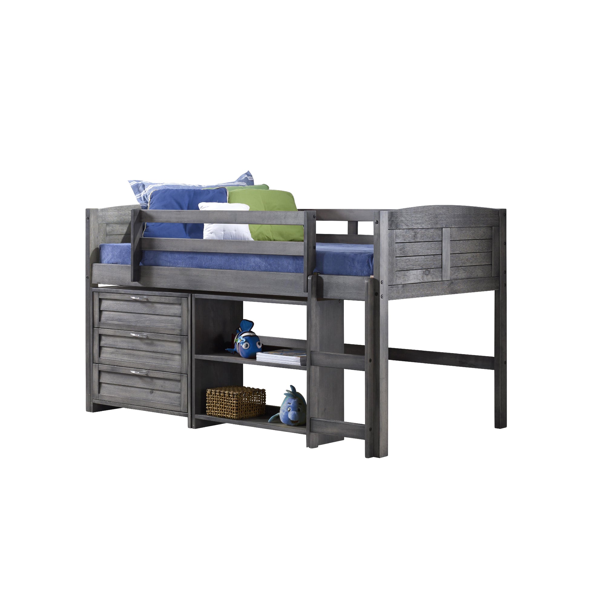  Donco Trading Company Louver 790-TAG-C Twin Modular Low Loft Bed - Group C - Antique Grey IMAGE 4