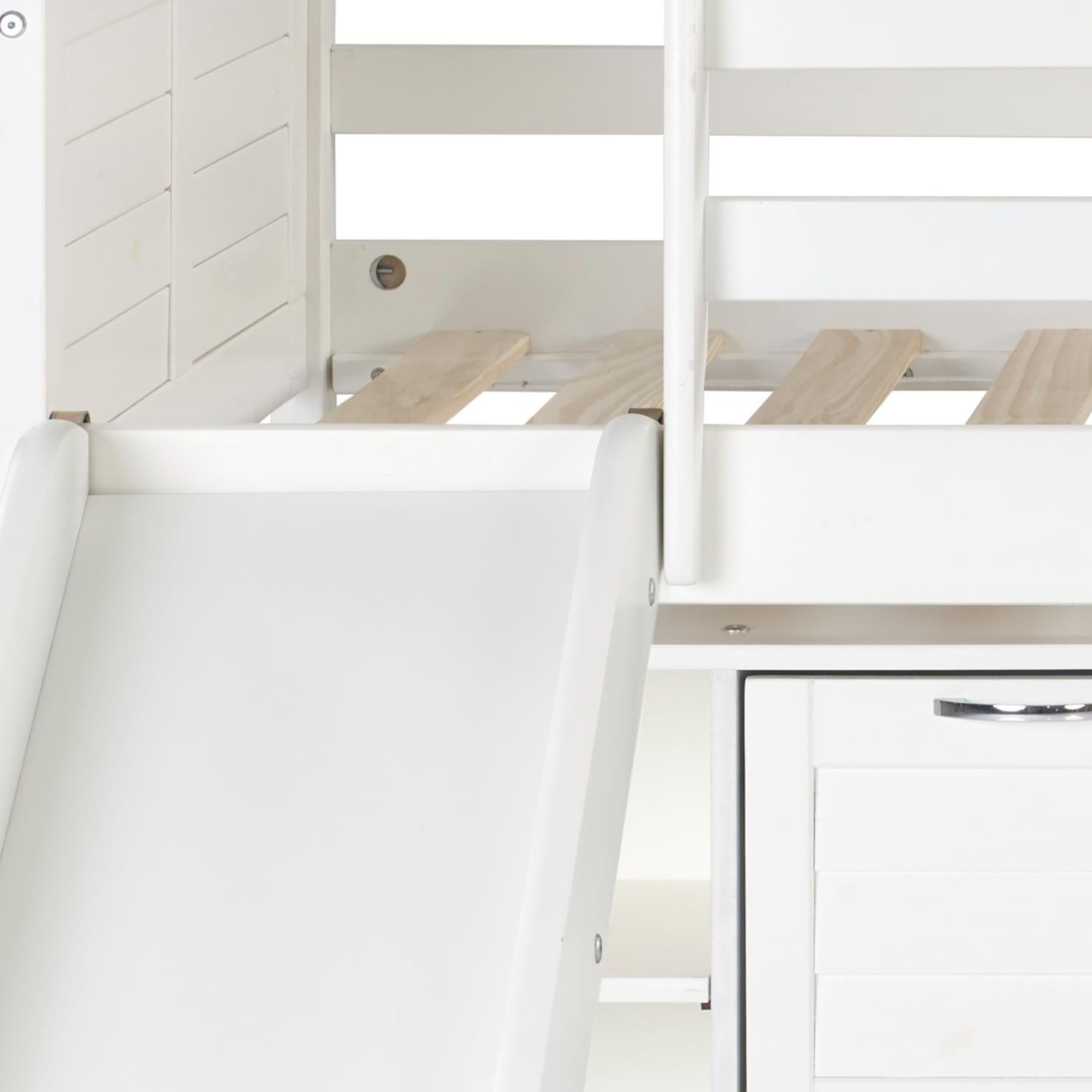  Donco Trading Company Louver 790-TW-A_785-W Twin Modular Low Loft Bed with Slide - Group A - White IMAGE 1