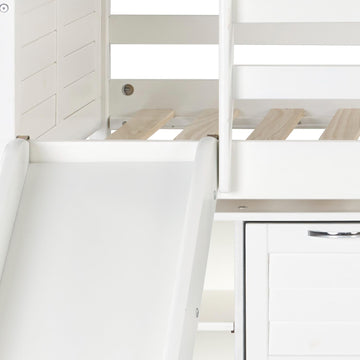  Donco Trading Company Louver 790-TW-A_785-W Twin Modular Low Loft Bed with Slide - Group A - White IMAGE 1