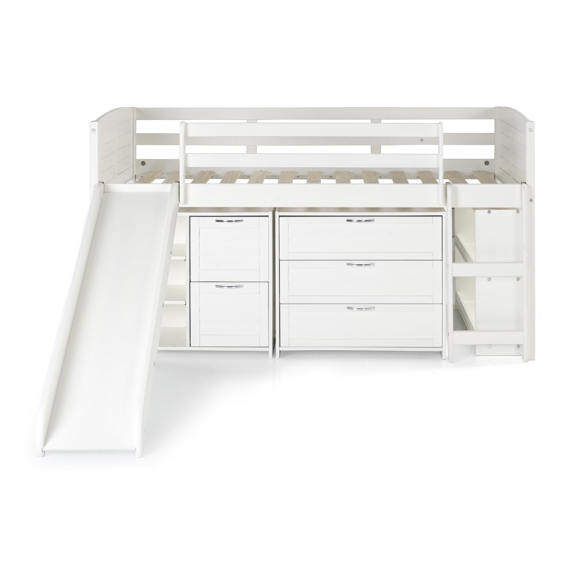  Donco Trading Company Louver 790-TW-A_785-W Twin Modular Low Loft Bed with Slide - Group A - White IMAGE 4