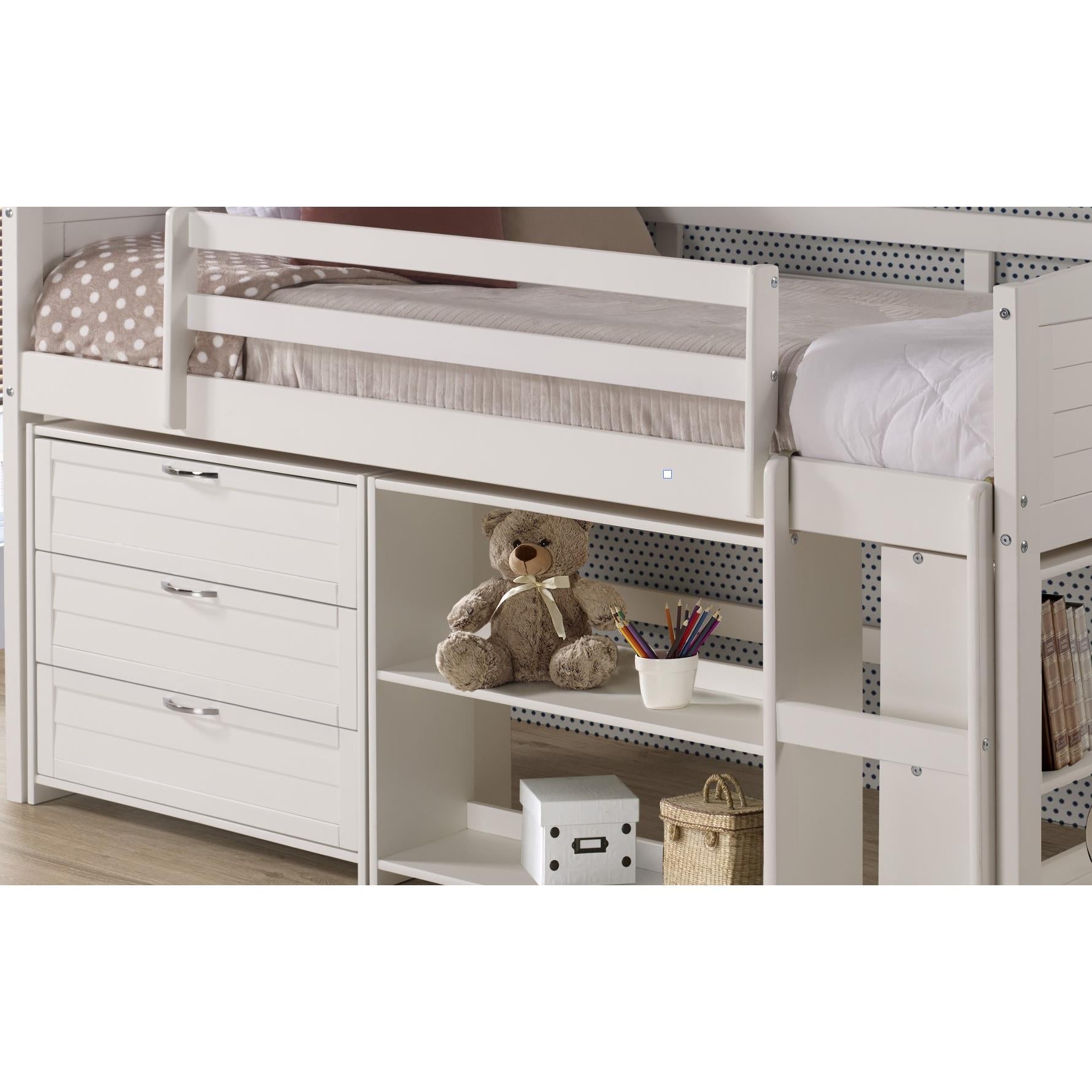  Donco Trading Company Louver 790-TW-B Twin Modular Low Loft Bed - Group B - White IMAGE 1