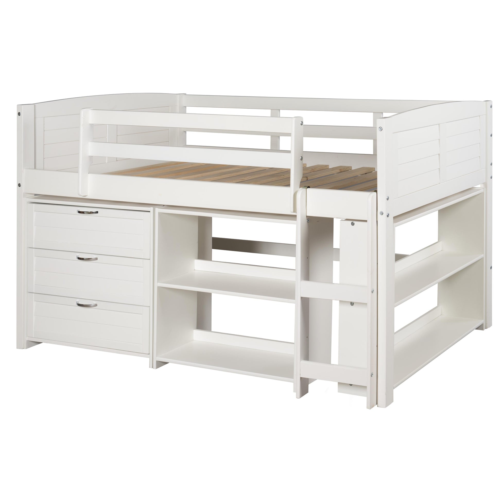  Donco Trading Company Louver 790-TW-B Twin Modular Low Loft Bed - Group B - White IMAGE 4