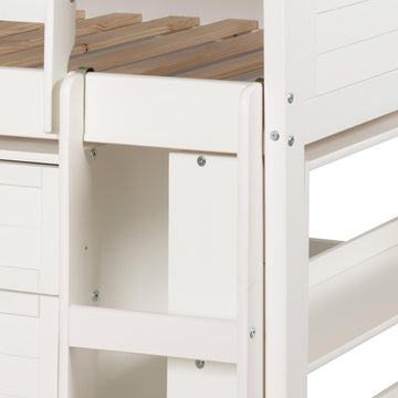  Donco Trading Company Louver 790-TW-B_785-W Twin Modular Low Loft Bed with Slide - Group B - White IMAGE 1