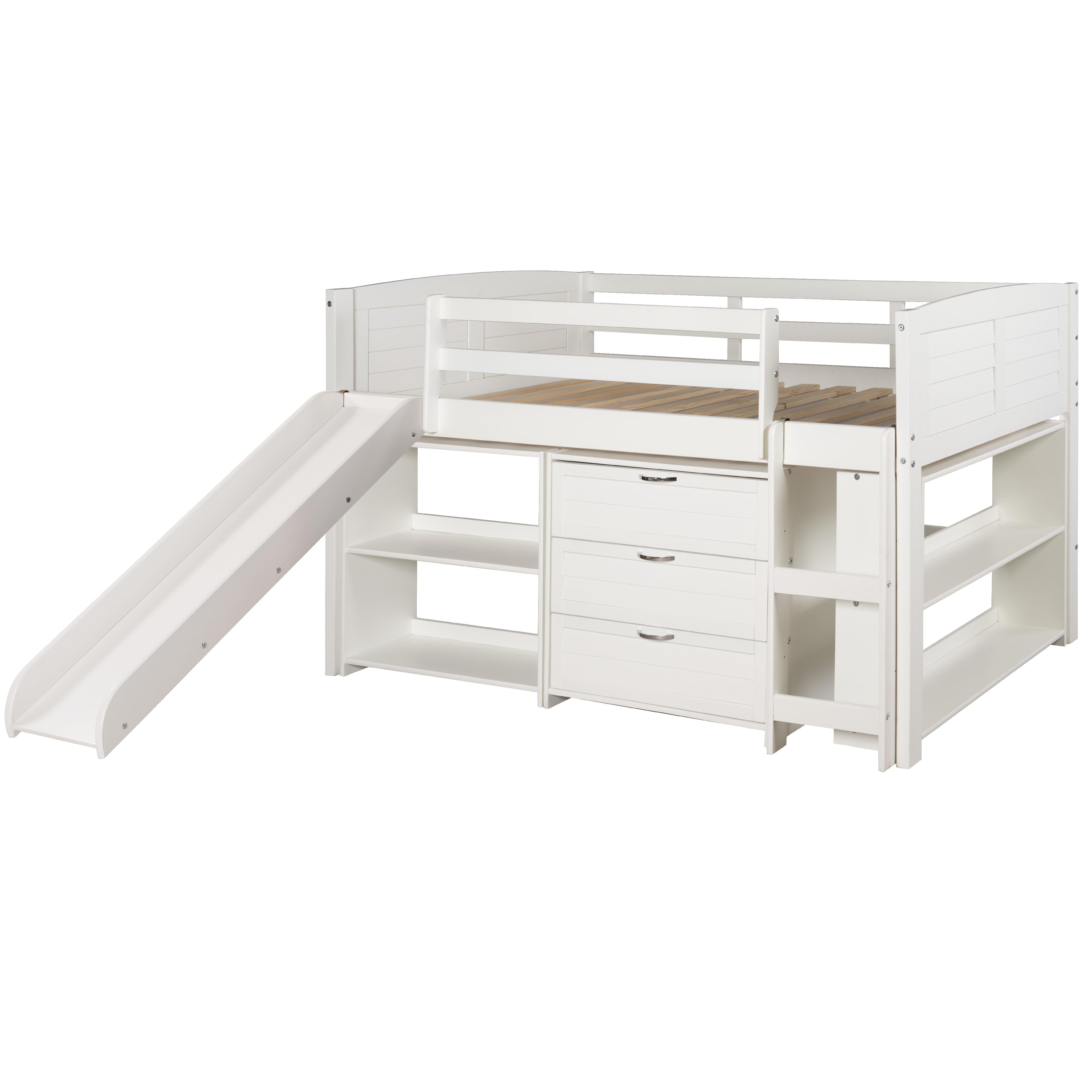  Donco Trading Company Louver 790-TW-B_785-W Twin Modular Low Loft Bed with Slide - Group B - White IMAGE 4