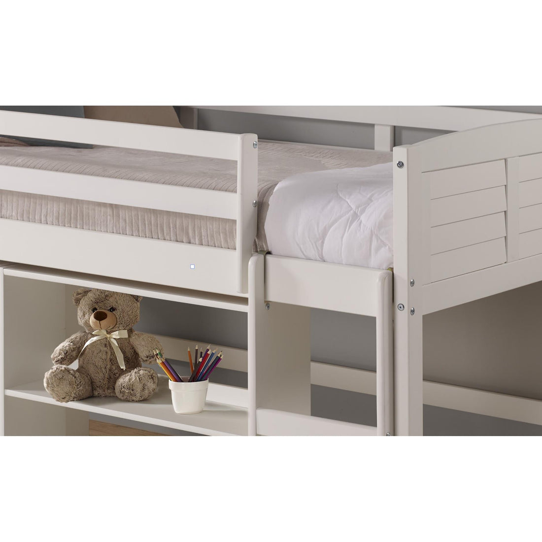  Donco Trading Company Louver 790-TW-C Twin Modular Low Loft Bed - Group C - White IMAGE 1