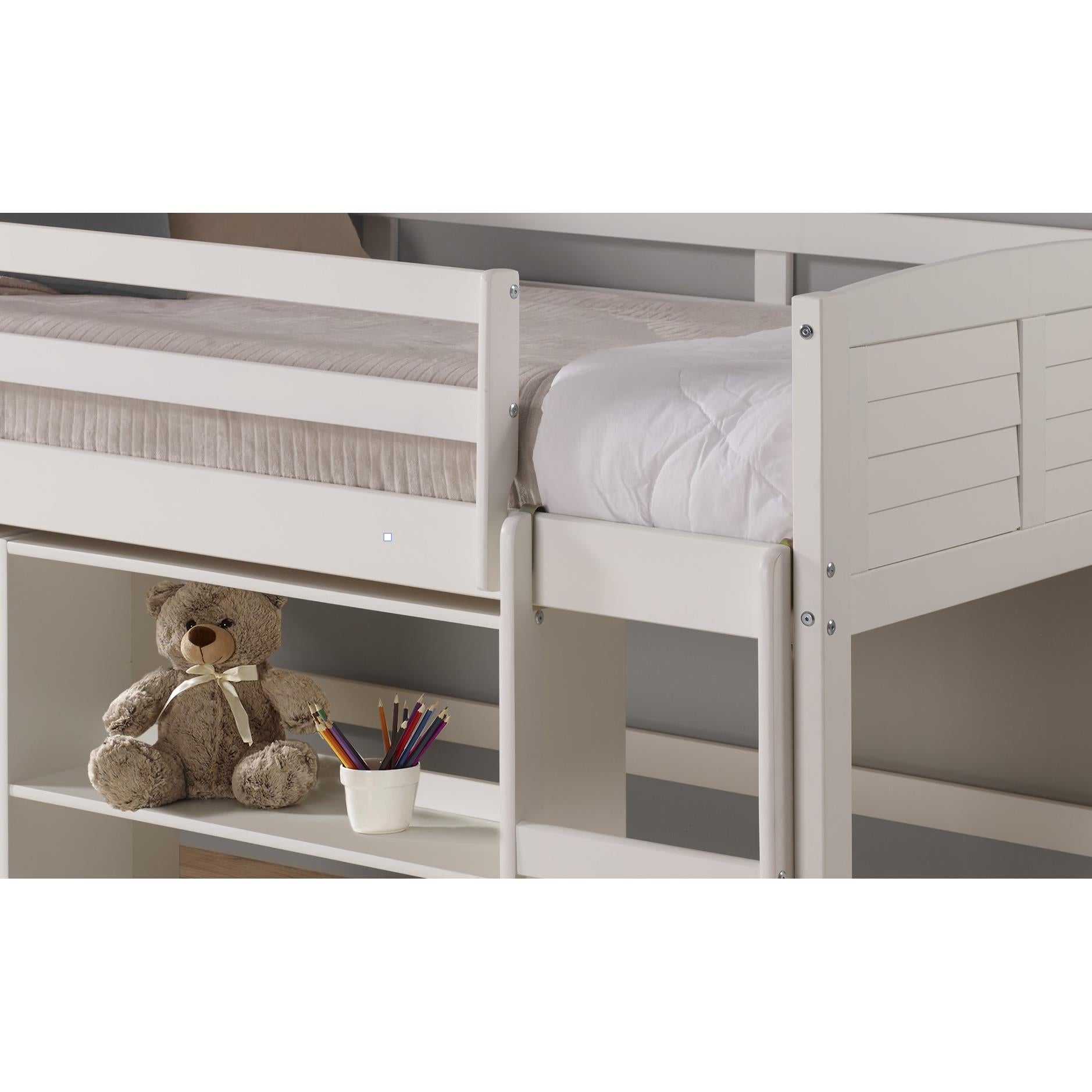  Donco Trading Company Louver 790-TW-C Twin Modular Low Loft Bed - Group C - White IMAGE 1
