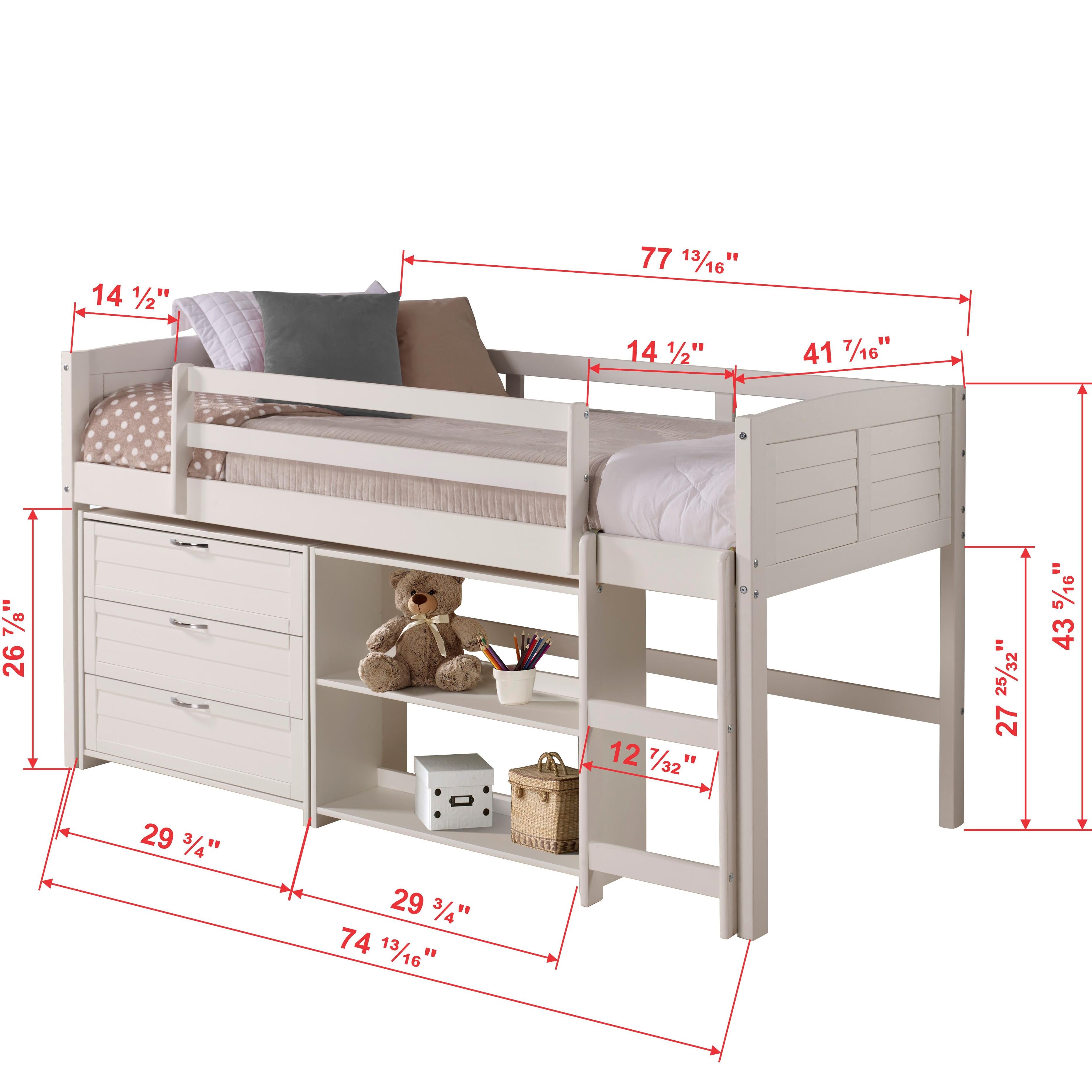  Donco Trading Company Louver 790-TW-C Twin Modular Low Loft Bed - Group C - White IMAGE 2