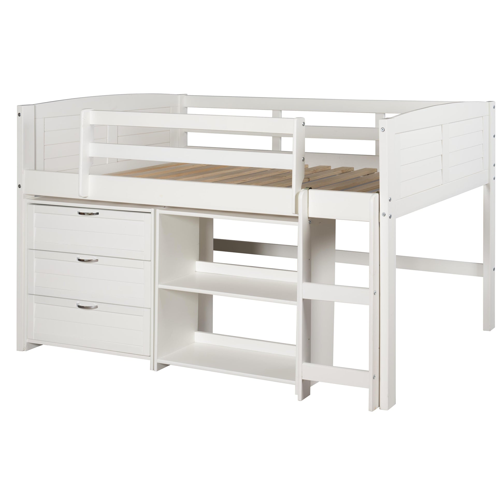  Donco Trading Company Louver 790-TW-C Twin Modular Low Loft Bed - Group C - White IMAGE 4