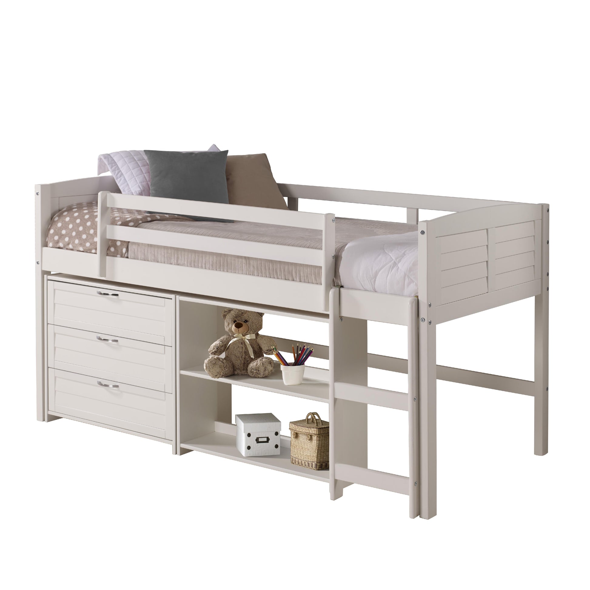  Donco Trading Company Louver 790-TW-C Twin Modular Low Loft Bed - Group C - White IMAGE 6