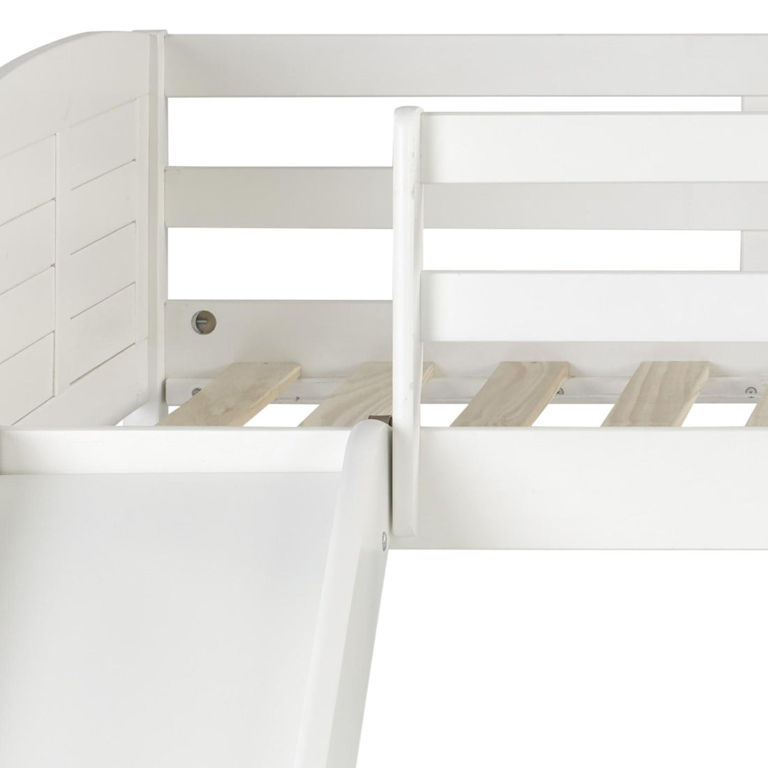  Donco Trading Company Louver 790-TW-C_785-W Twin Modular Low Loft Bed with Slide - Group C - White IMAGE 1