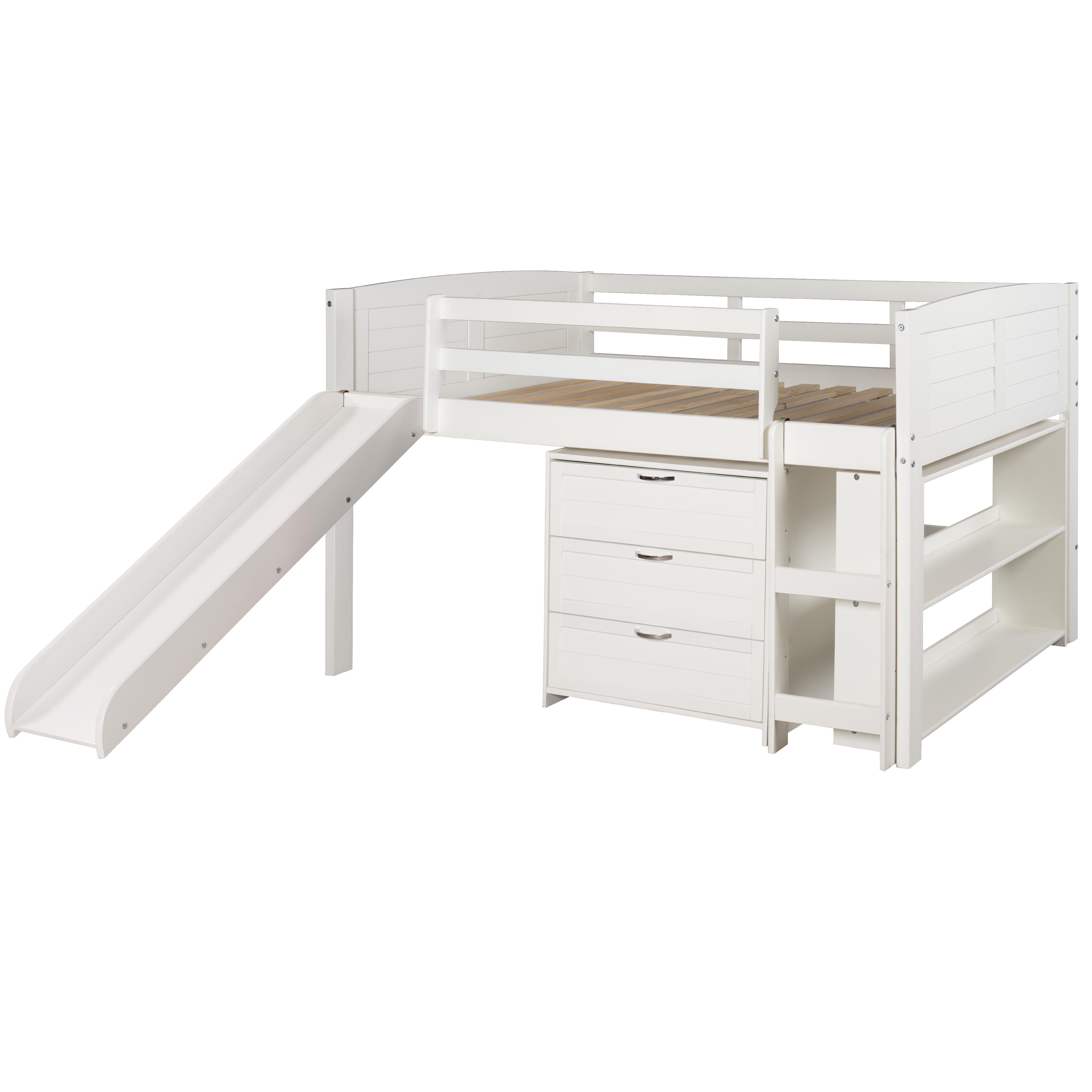  Donco Trading Company Louver 790-TW-C_785-W Twin Modular Low Loft Bed with Slide - Group C - White IMAGE 5
