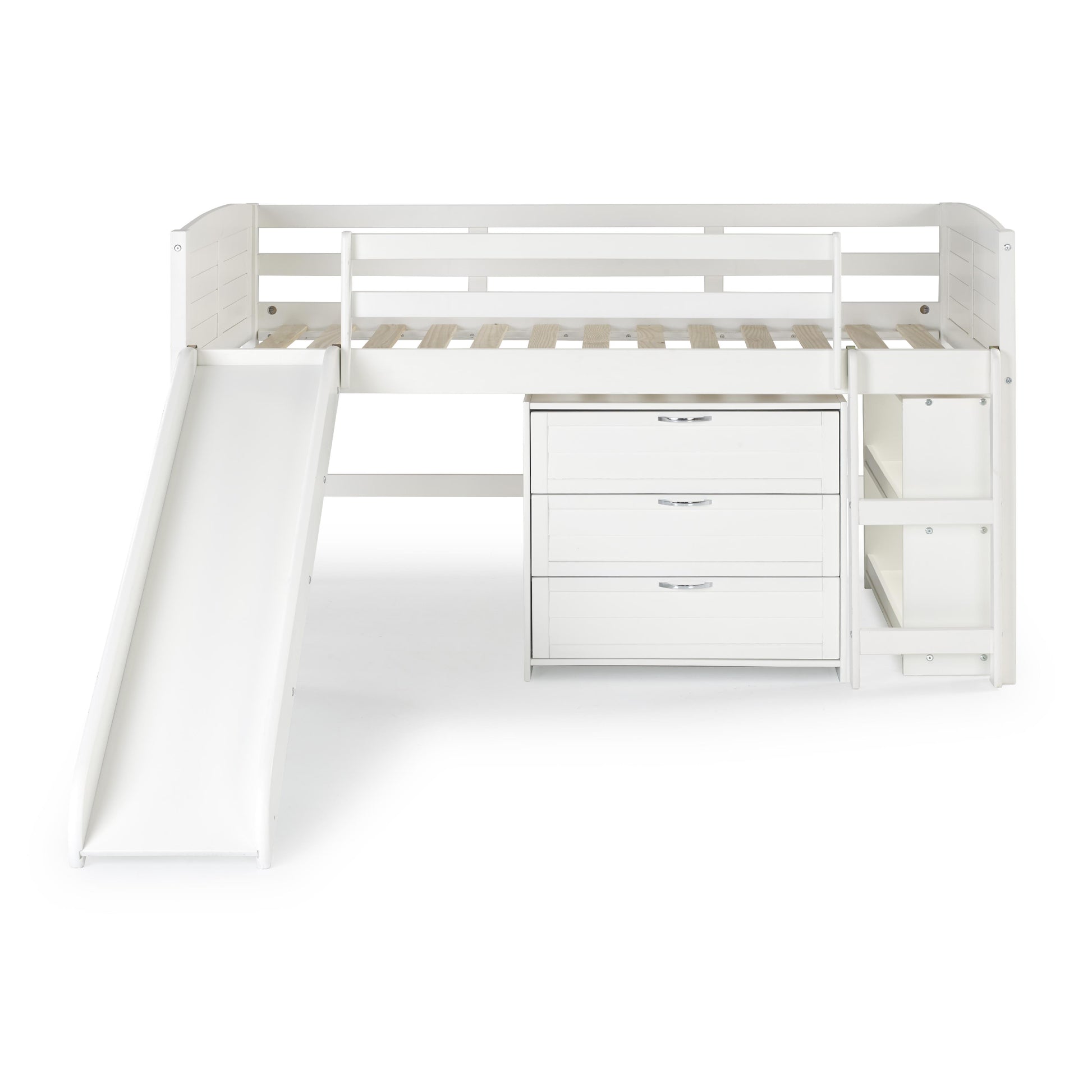  Donco Trading Company Louver 790-TW-C_785-W Twin Modular Low Loft Bed with Slide - Group C - White IMAGE 6