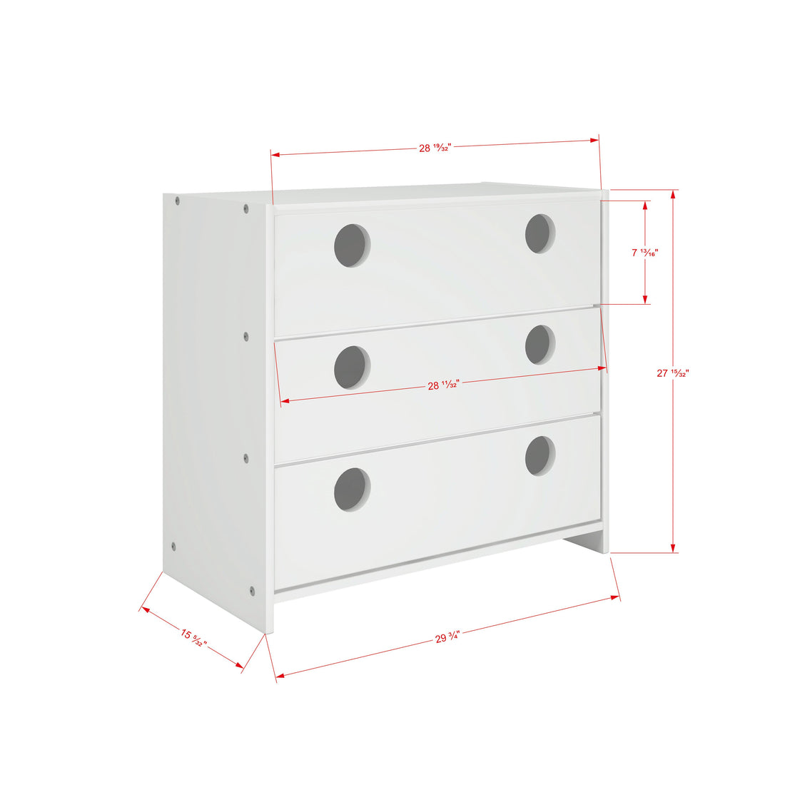  Donco Trading Company Circles 780B-TW 3 Drawer Chest - White IMAGE 1