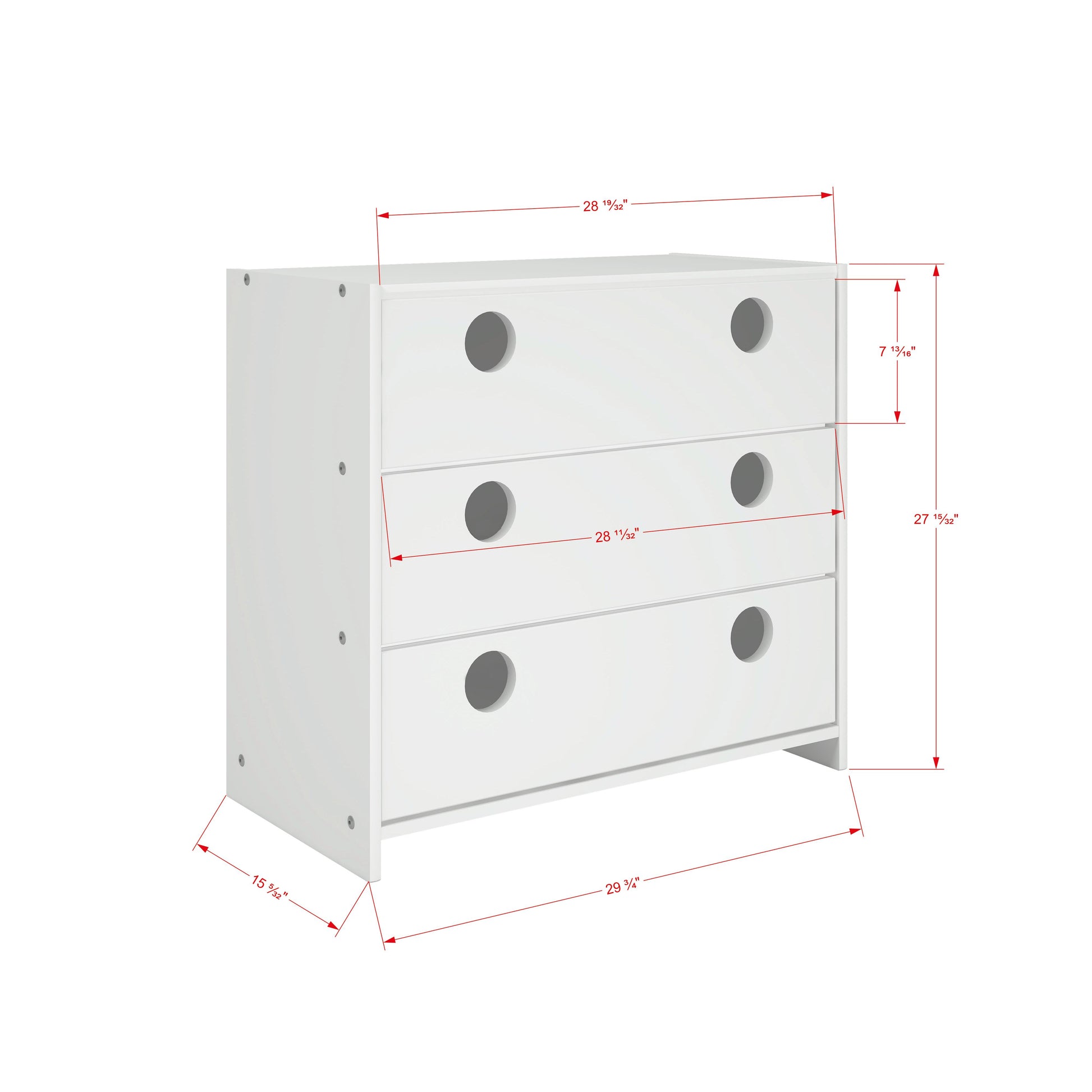  Donco Trading Company Circles 780B-TW 3 Drawer Chest - White IMAGE 2