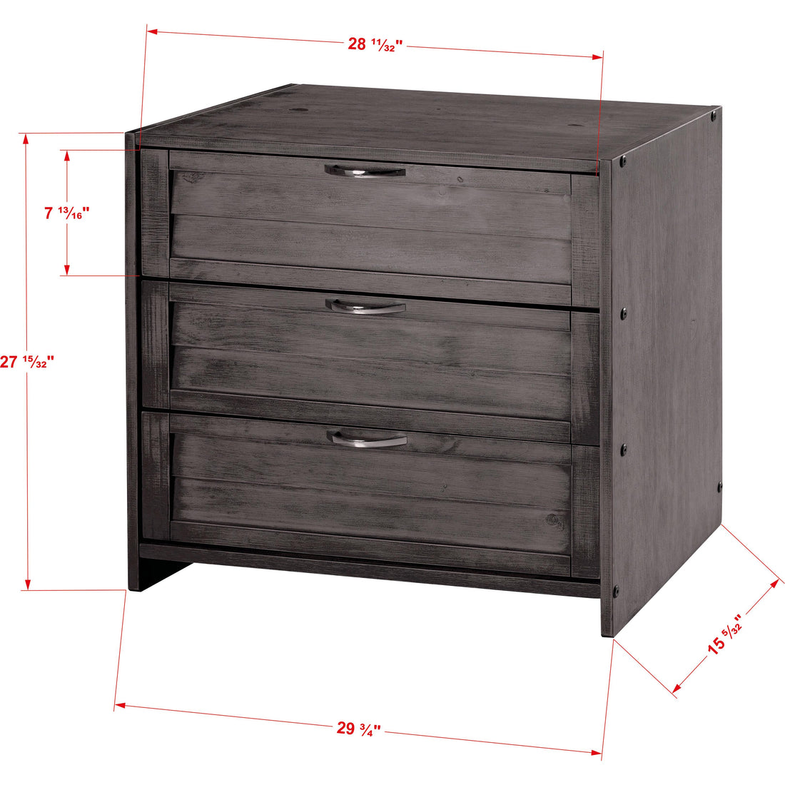  Donco Trading Company Louver 790-BAG 3 Drawer Chest - Antique Grey IMAGE 1