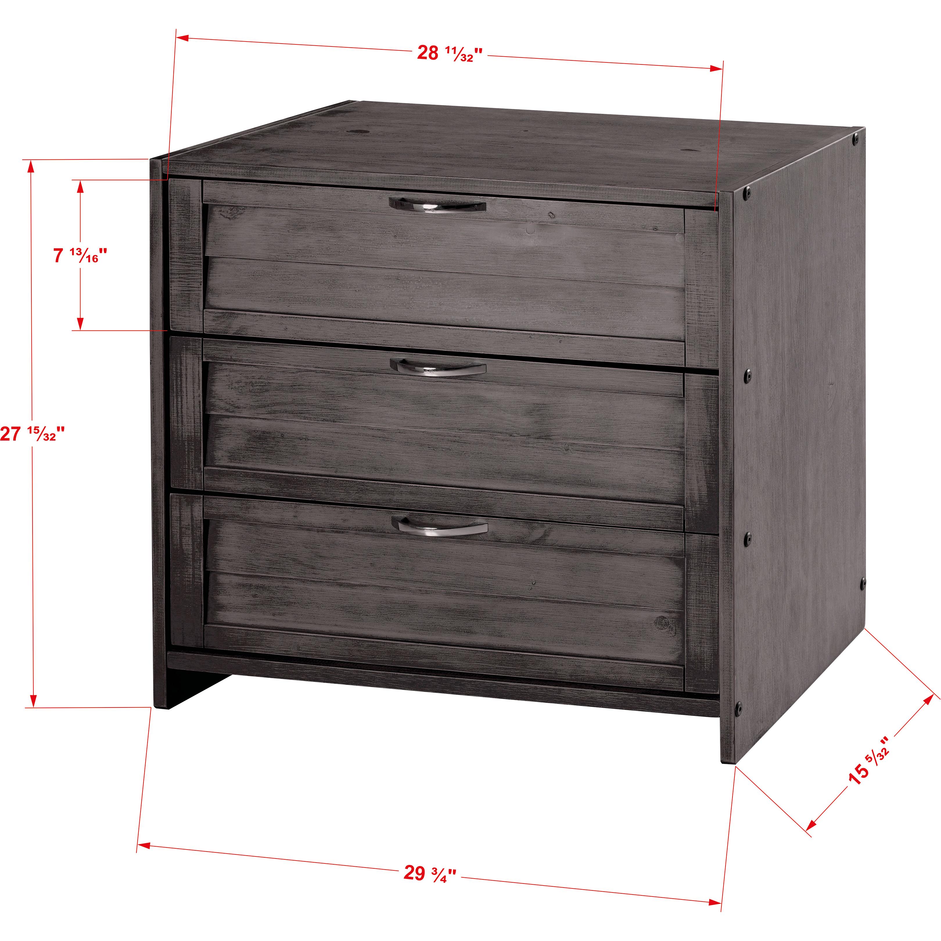  Donco Trading Company Louver 790-BAG 3 Drawer Chest - Antique Grey IMAGE 2