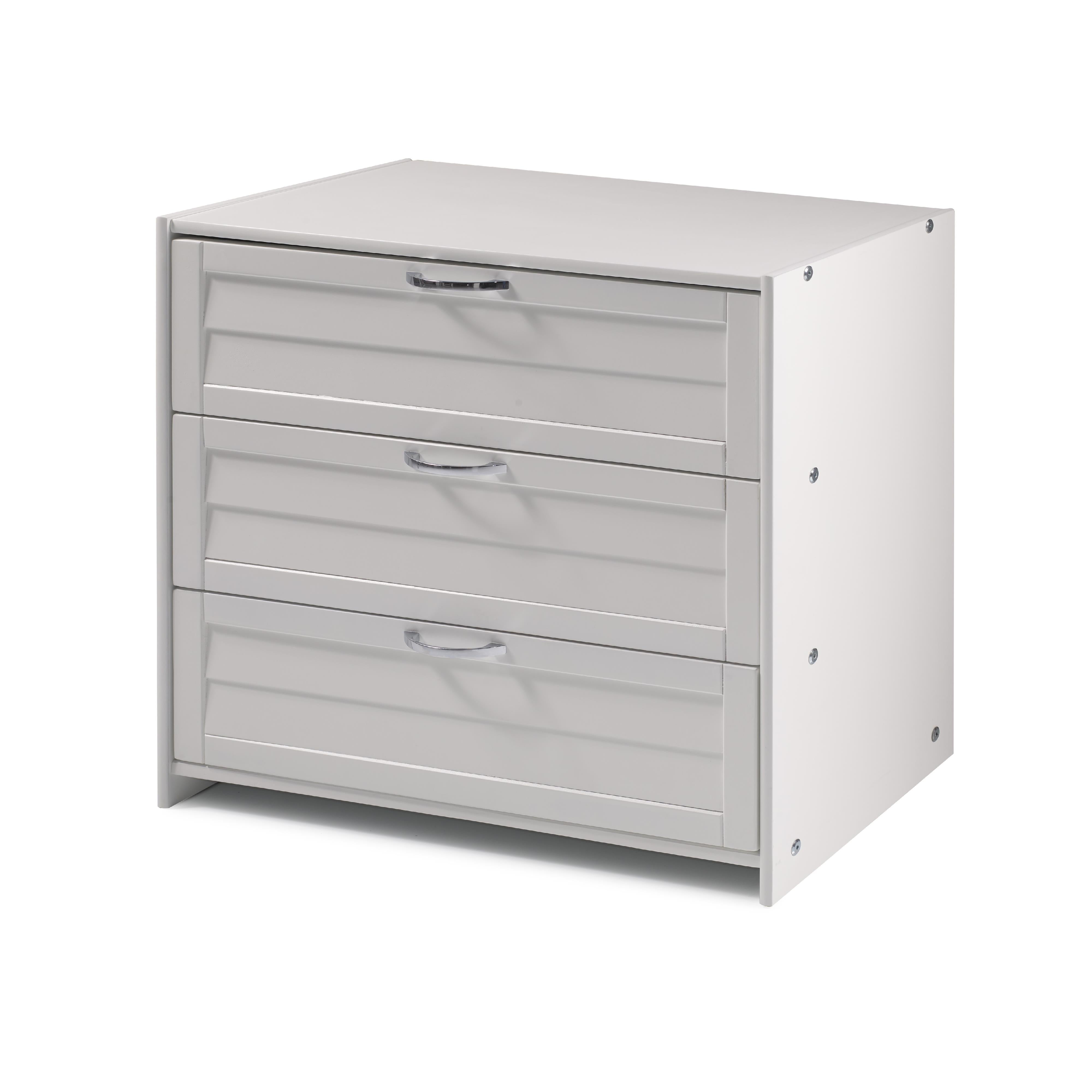  Donco Trading Company Louver 790-BW 3 Drawer Chest - White IMAGE 1