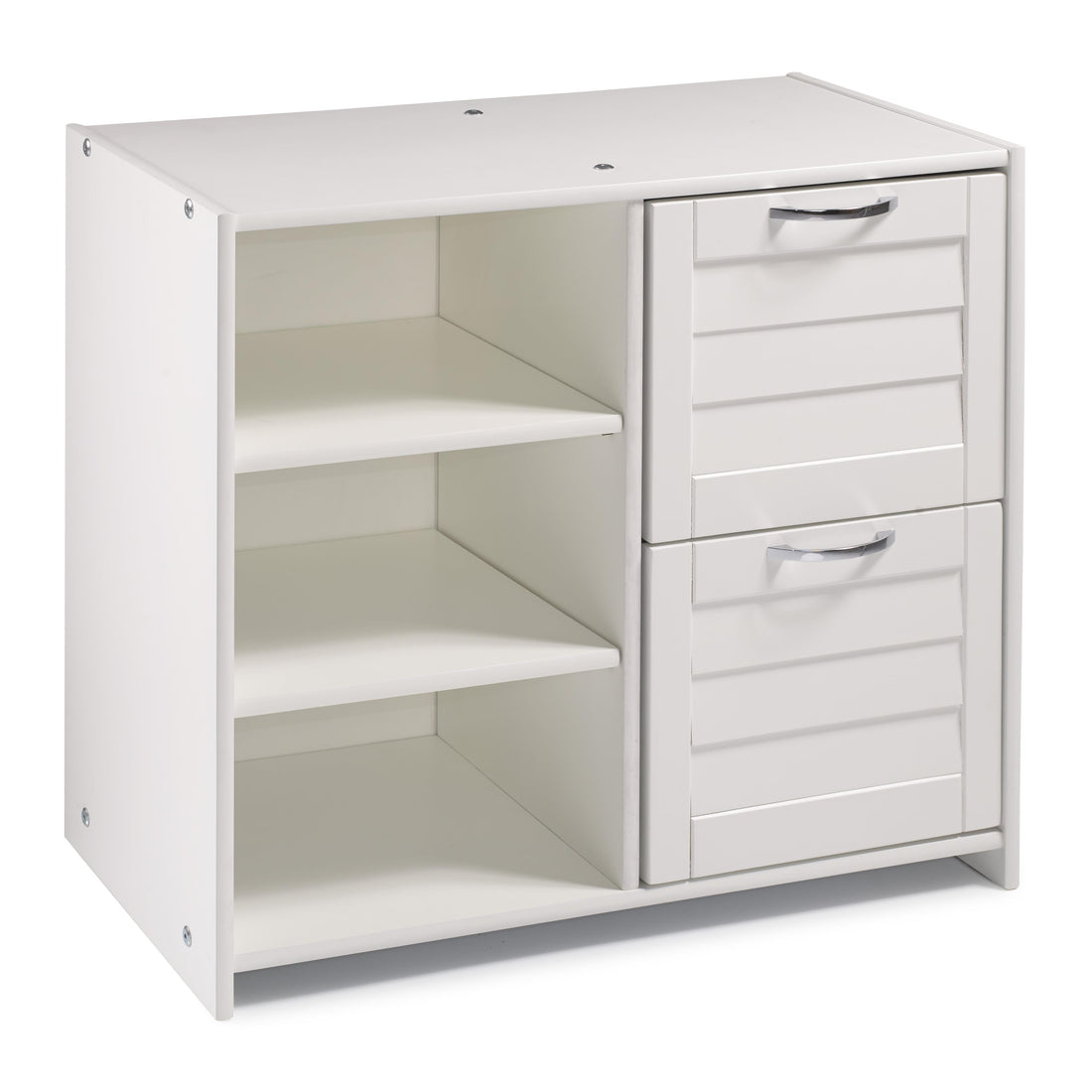  Donco Trading Company Louver 790-CW 2 Drawer Chest & Shelf - White IMAGE 1