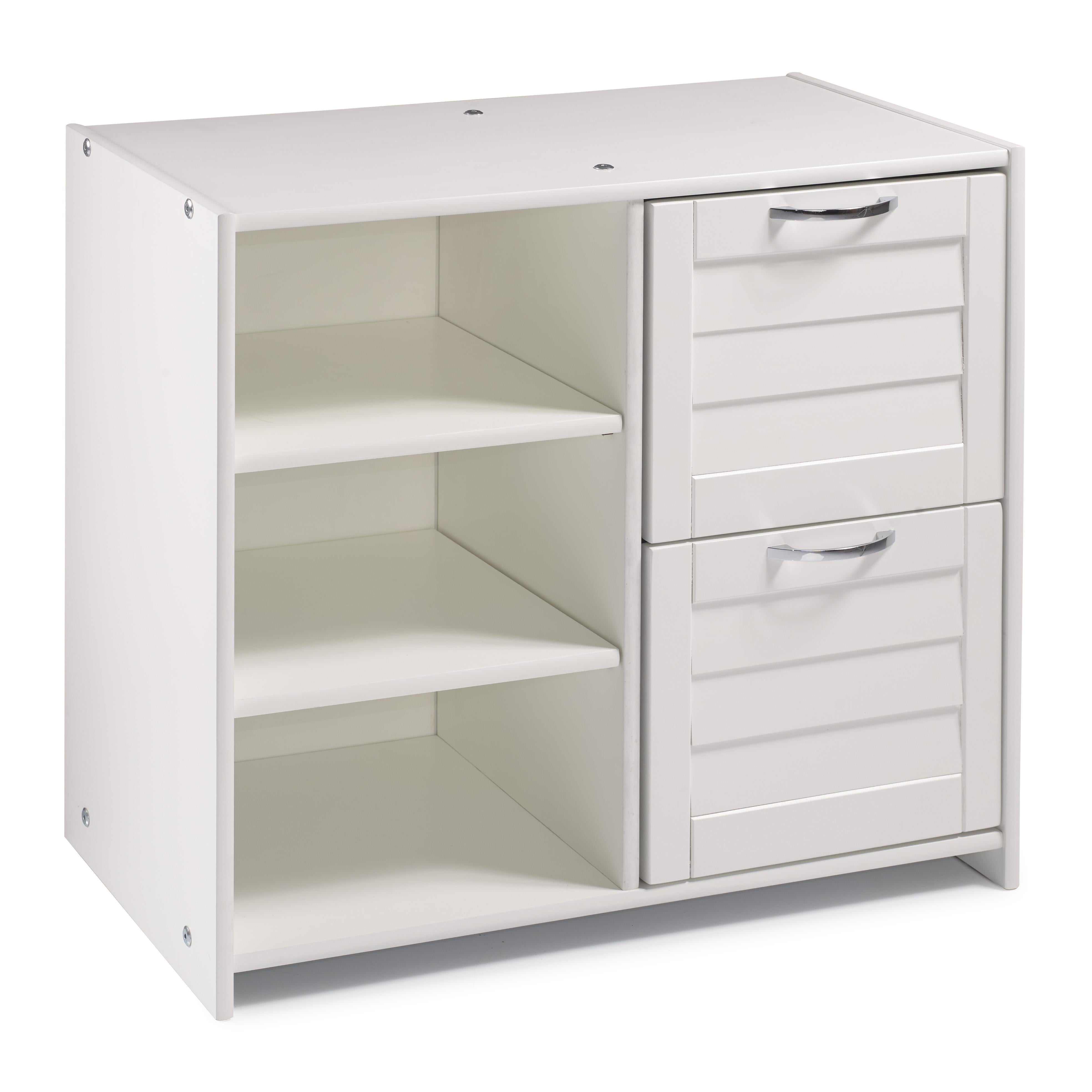  Donco Trading Company Louver 790-CW 2 Drawer Chest & Shelf - White IMAGE 2