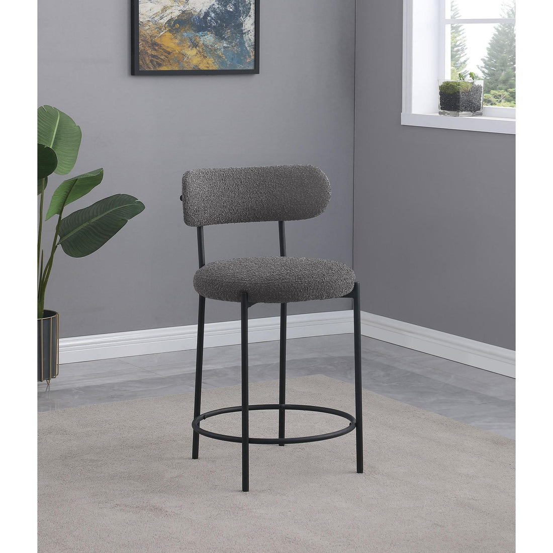  Coaster Furniture Viola 108198 Boucle Upholstered Counter Chair - Grey IMAGE 1
