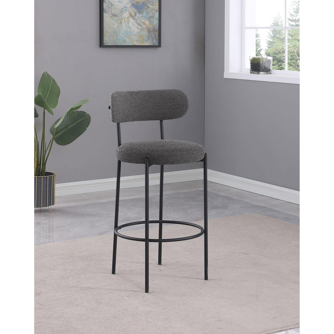  Coaster Furniture Viola 108199 Boucle Upholstered Bar Chair - Grey IMAGE 1