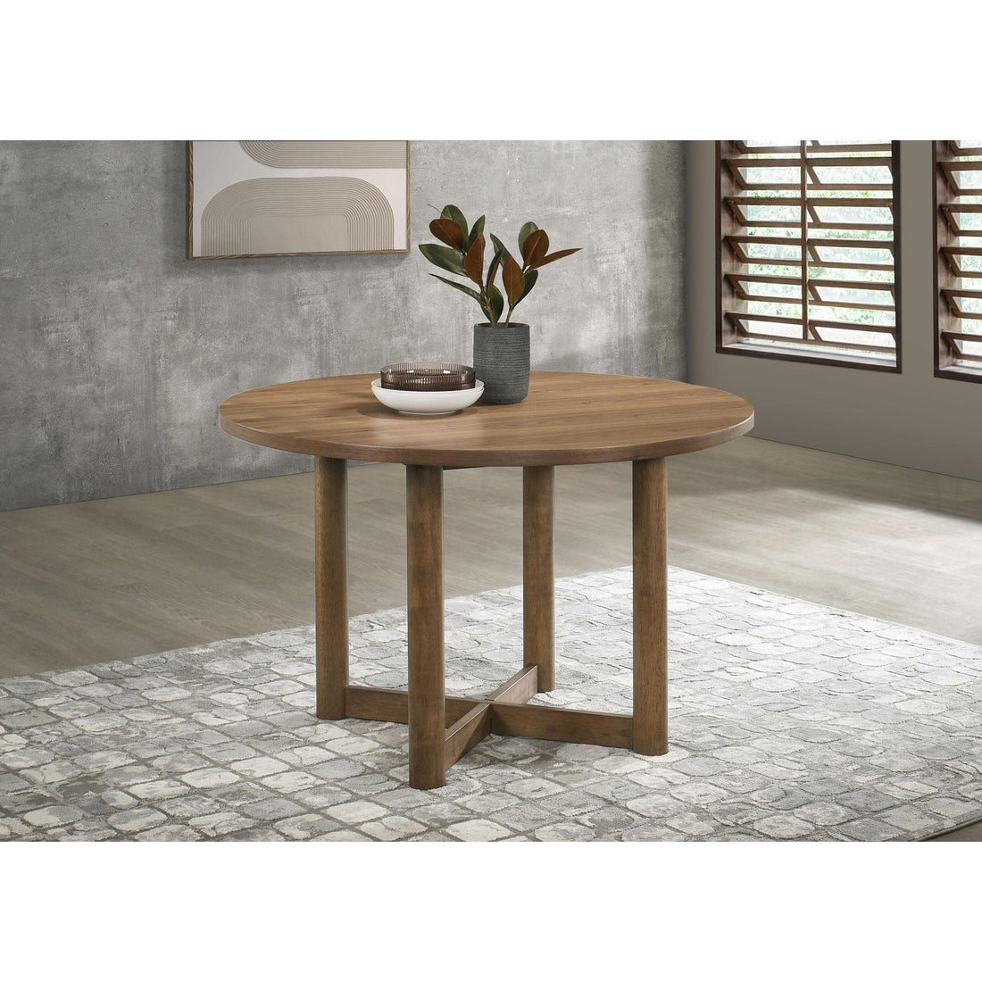  Coaster Furniture Crestmore 108570 46-inch Round Wood Dining Table - Walnut IMAGE 1