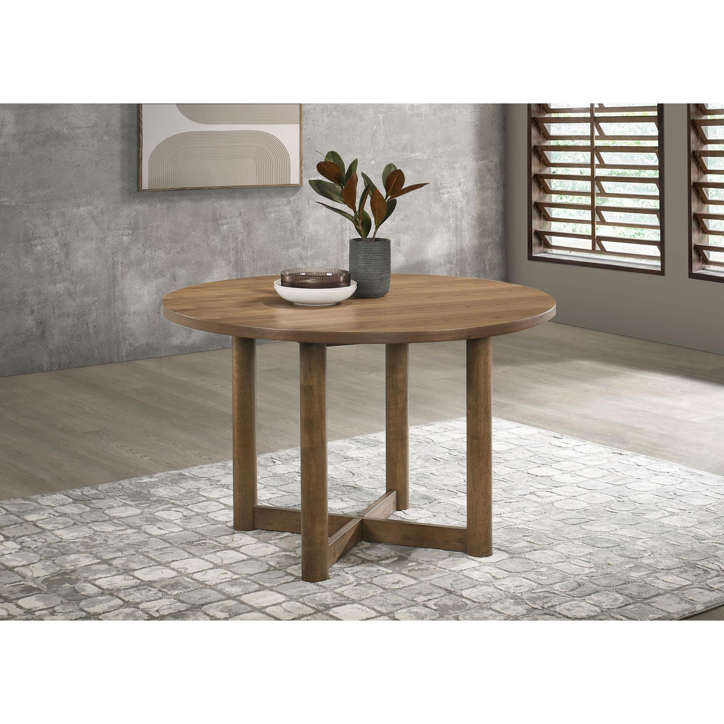  Coaster Furniture Crestmore 108570 46-inch Round Wood Dining Table - Walnut IMAGE 2