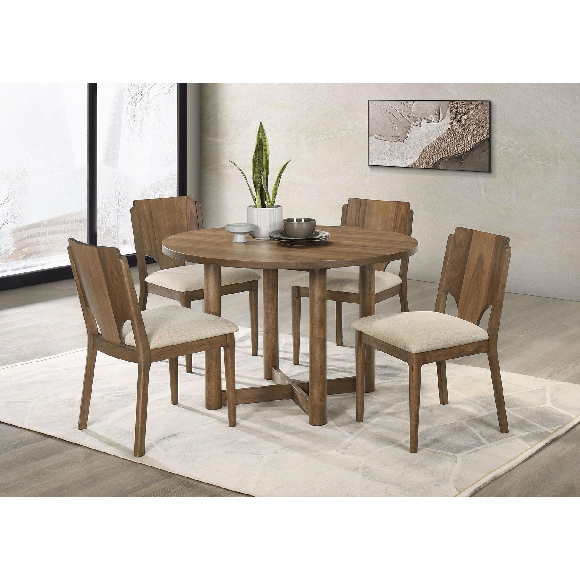  Coaster Furniture Crestmore 108570 46-inch Round Wood Dining Table - Walnut IMAGE 6