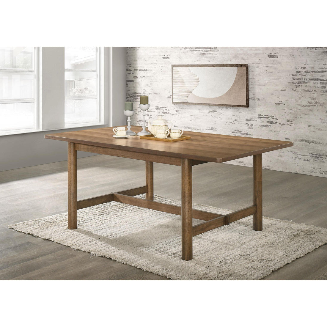  Coaster Furniture Crestmore 108571 71-inch Rectangular Wood Dining Table - Walnut IMAGE 1