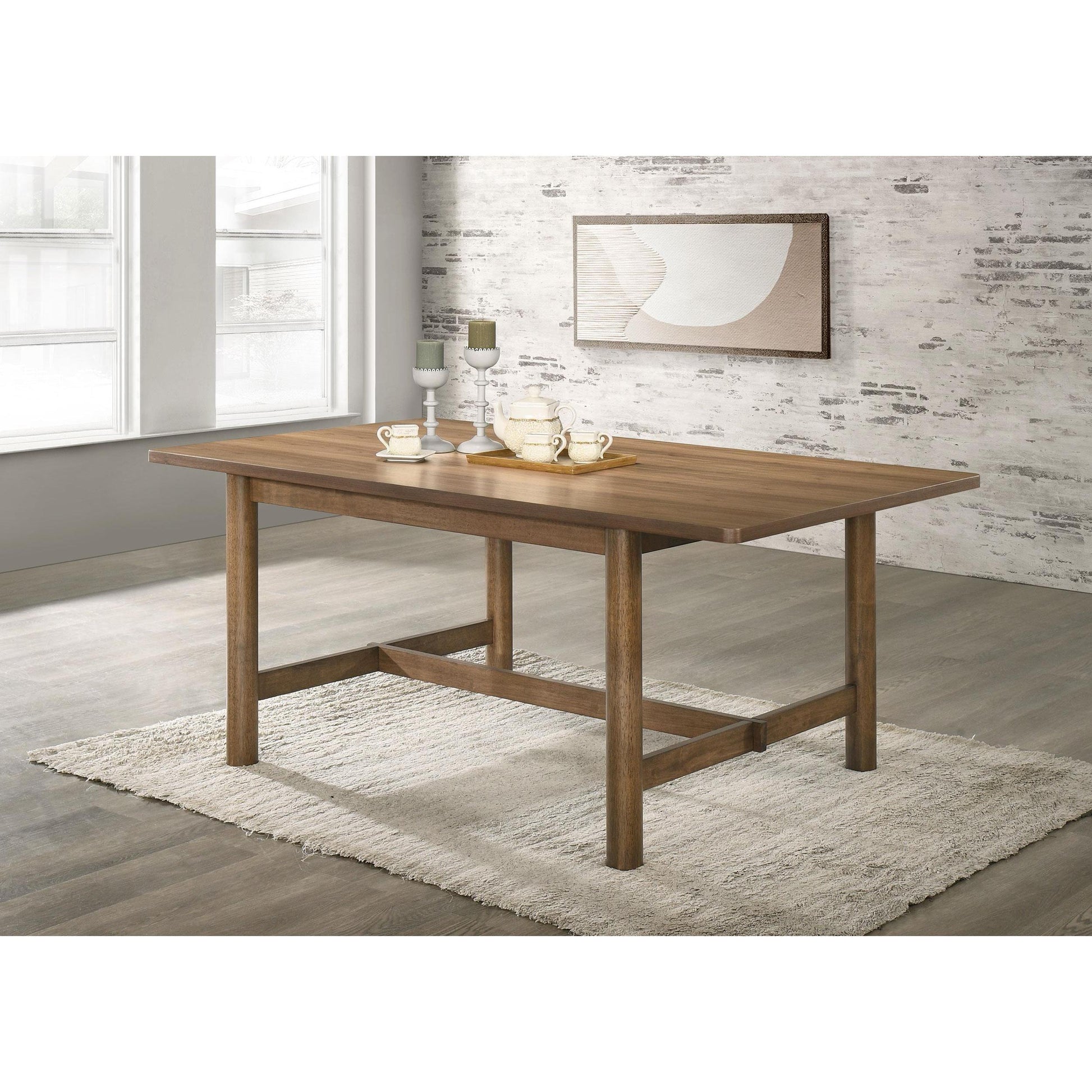  Coaster Furniture Crestmore 108571 71-inch Rectangular Wood Dining Table - Walnut IMAGE 2