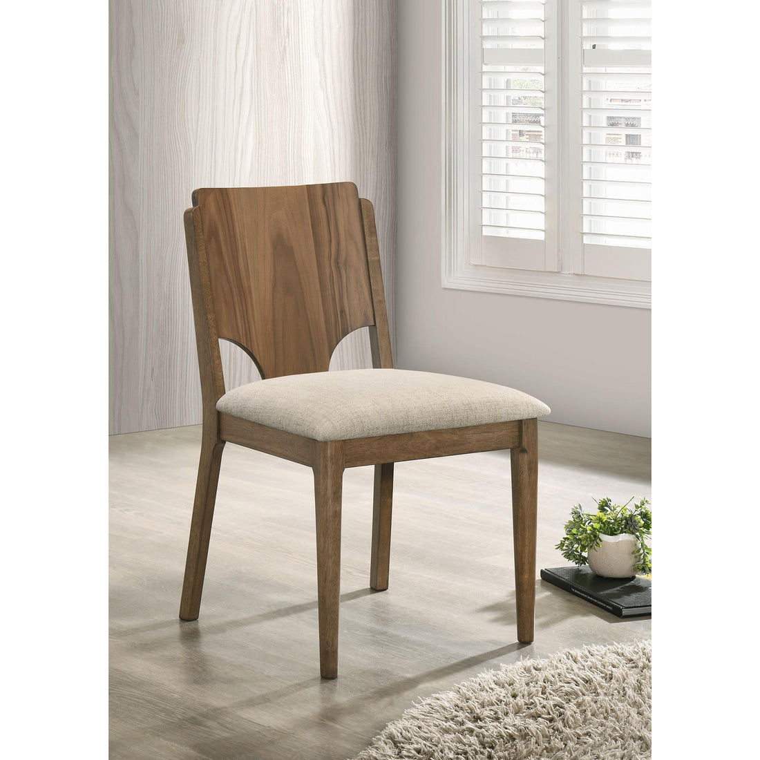  Coaster Furniture Crestmore 108572 Dining Chair - Upholstered Seat Walnut IMAGE 1