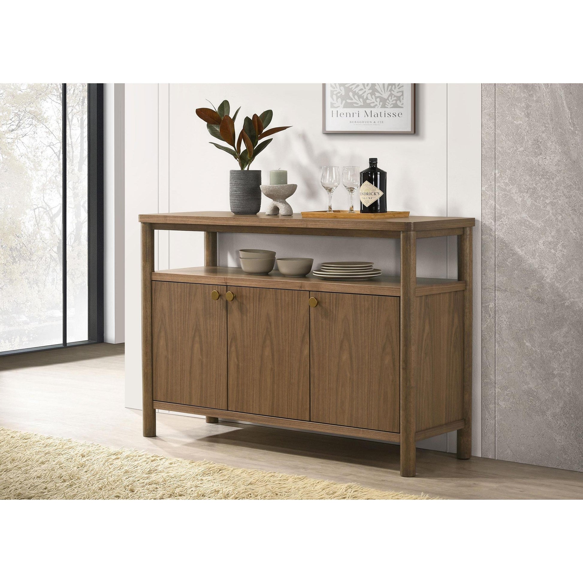  Coaster Furniture Crestmore 108575 52-inch Dining Cabinet Sideboard Buffet - Walnut IMAGE 2