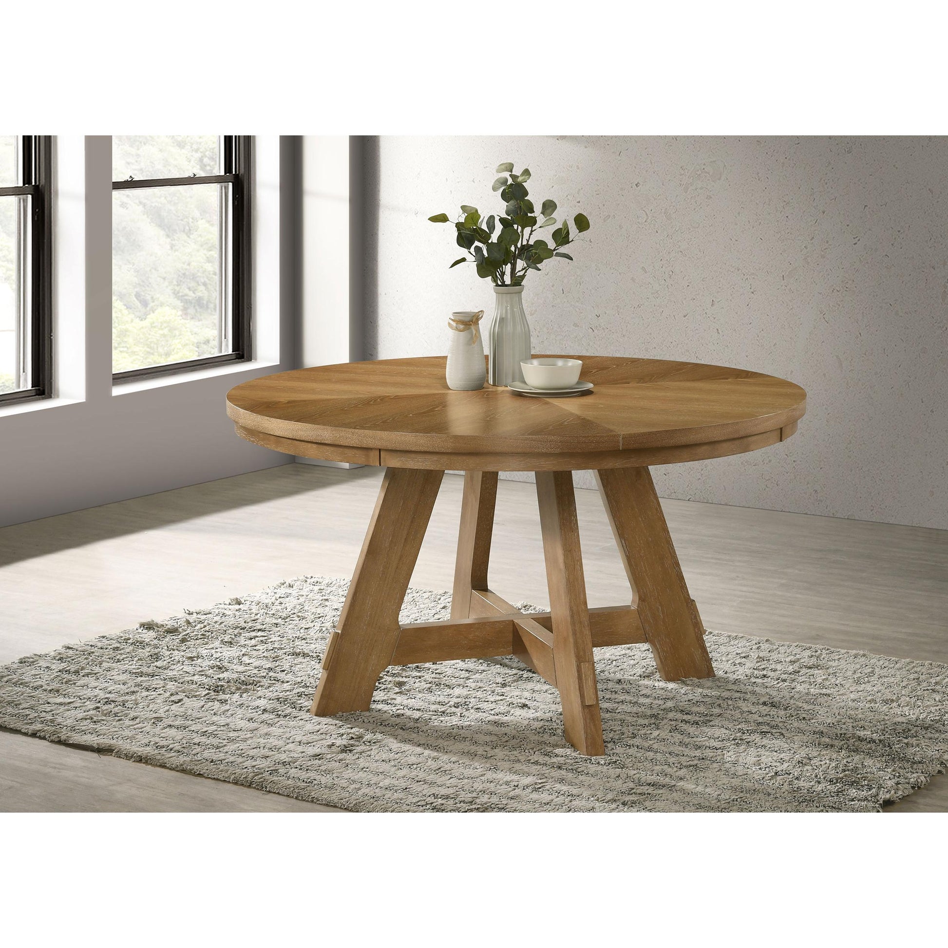  Coaster Furniture Danvers 109150 Round 54-inch Wood Dining Table - Brown Oak IMAGE 2