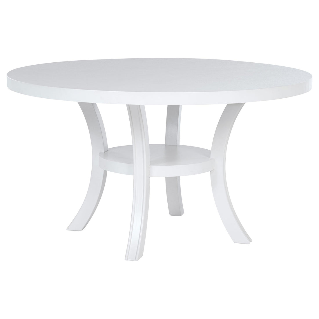  Coaster Furniture Judd 109330 54-inch Round Dining Wood Table with Shelf - Pearl White IMAGE 1