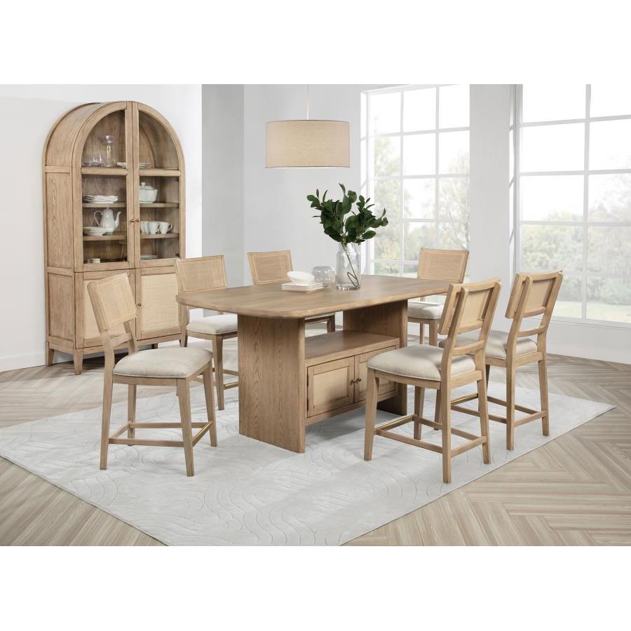  Coaster Furniture Kailani 109388 Cane Counter Height Storage Dining Table - Beige Oak IMAGE 12