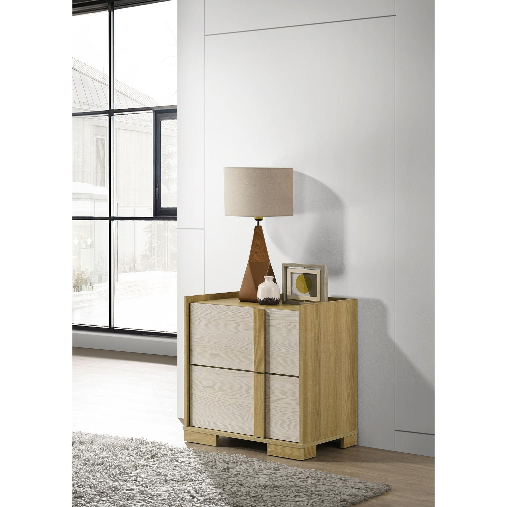  Coaster Furniture Hyland 215652 2-Drawer Nightstand Bedside Table - Natural IMAGE 2