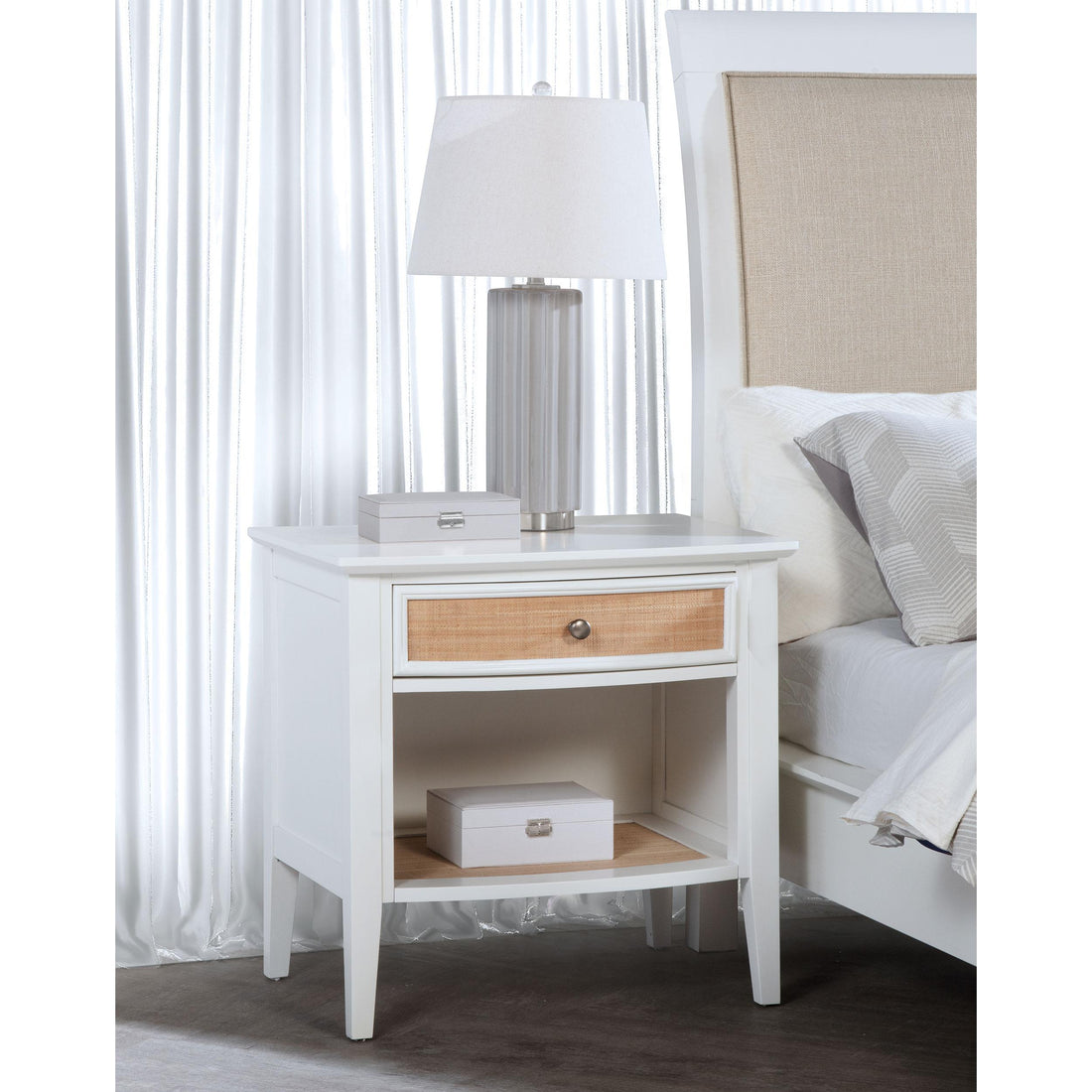  Coaster Furniture Bexhill 223472 1-Drawer Nightstand Bedside Table - White IMAGE 1