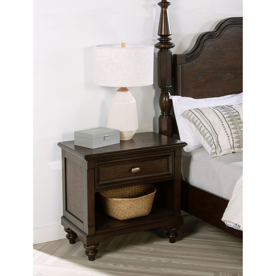  Coaster Furniture Andover 223632 1-Drawer Nightstand Bedside Table - Dark Oak IMAGE 1