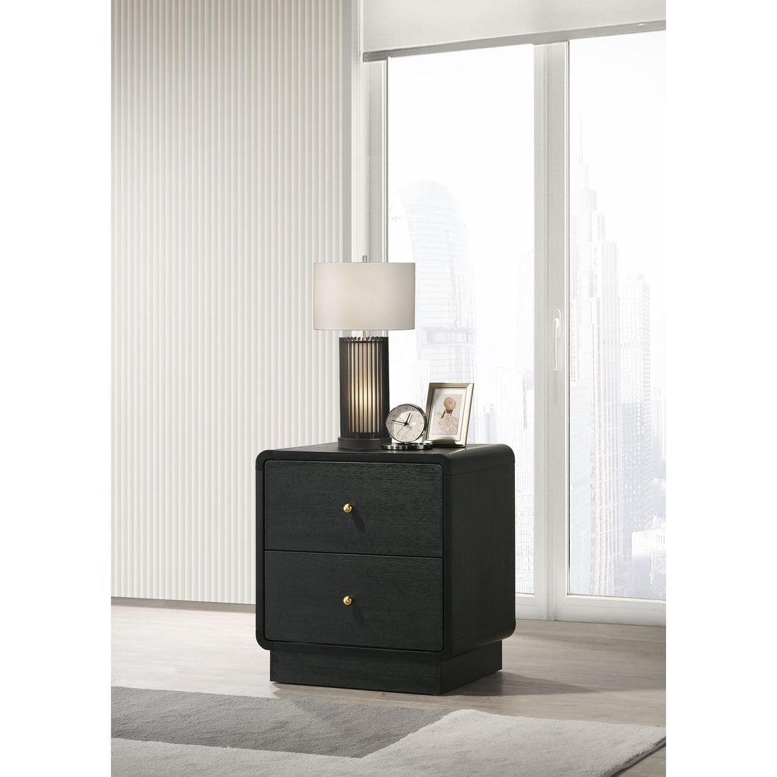  Coaster Furniture Cavelle 223662 2-Drawer Nightstand Bedside Table - Black IMAGE 1