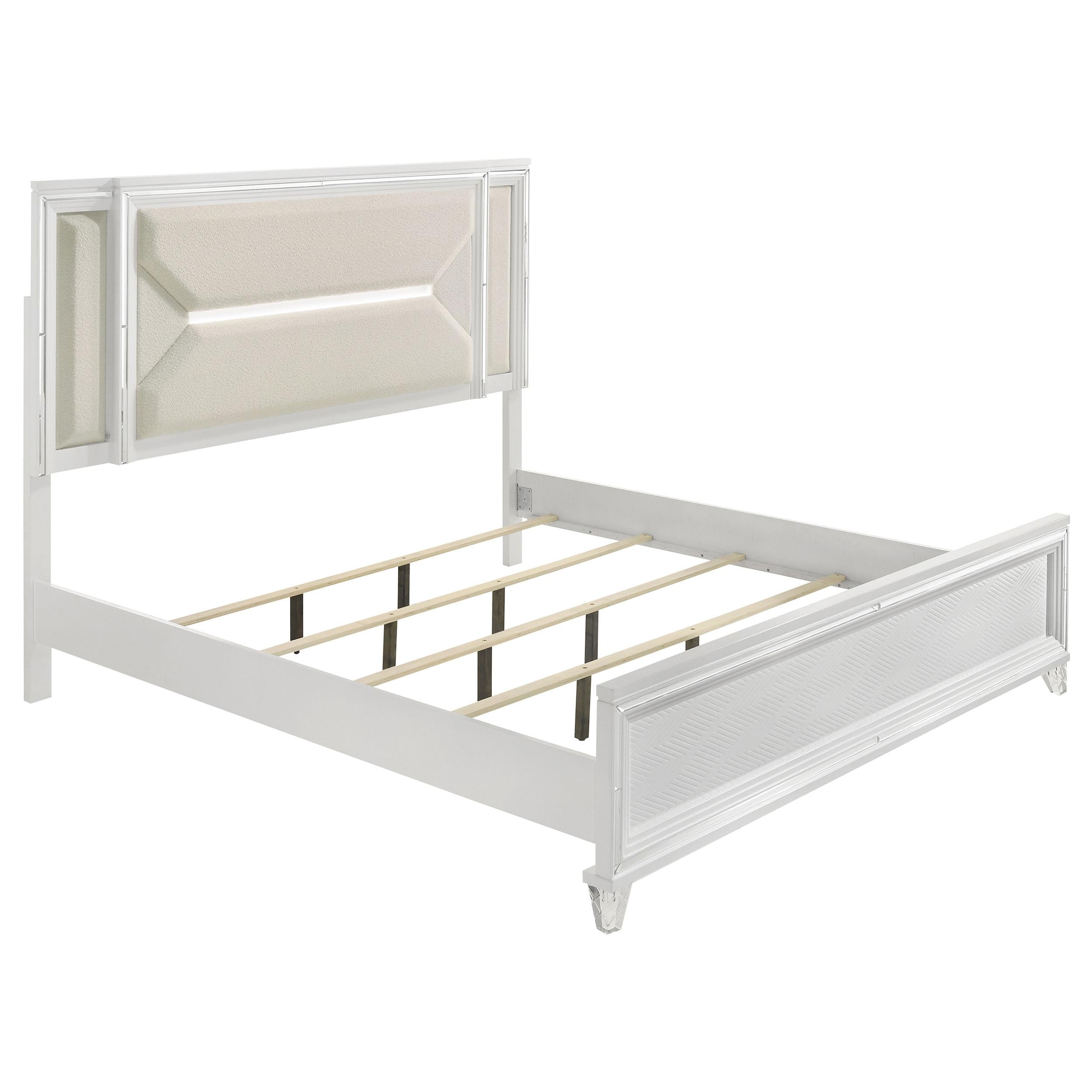  Size_King  -- Marmore 224961KE 64-inch Eastern King Panel Bed LED Headboard - White IMAGE 3