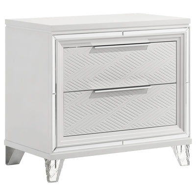  Coaster Furniture Marmore 224962 2-Drawer Nightstand Bedside Table - White IMAGE 1