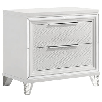  Coaster Furniture Marmore 224962 2-Drawer Nightstand Bedside Table - White IMAGE 1