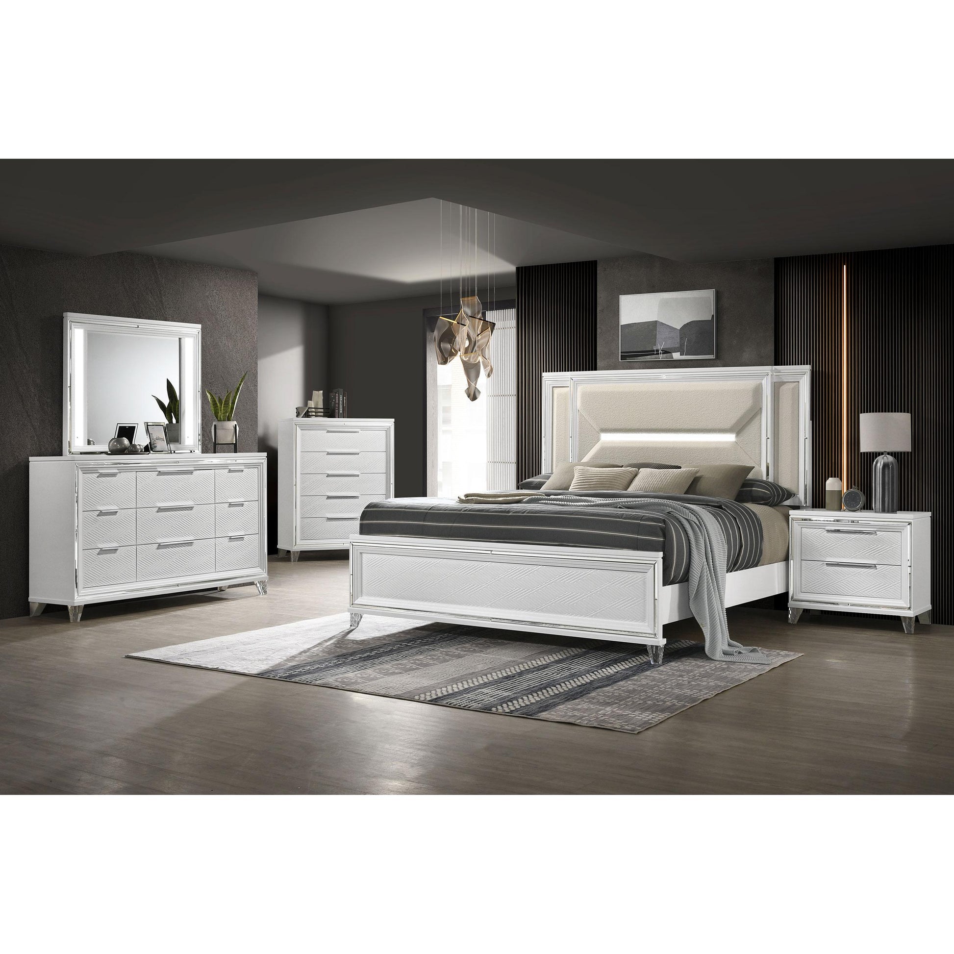  Coaster Furniture Marmore 224962 2-Drawer Nightstand Bedside Table - White IMAGE 10